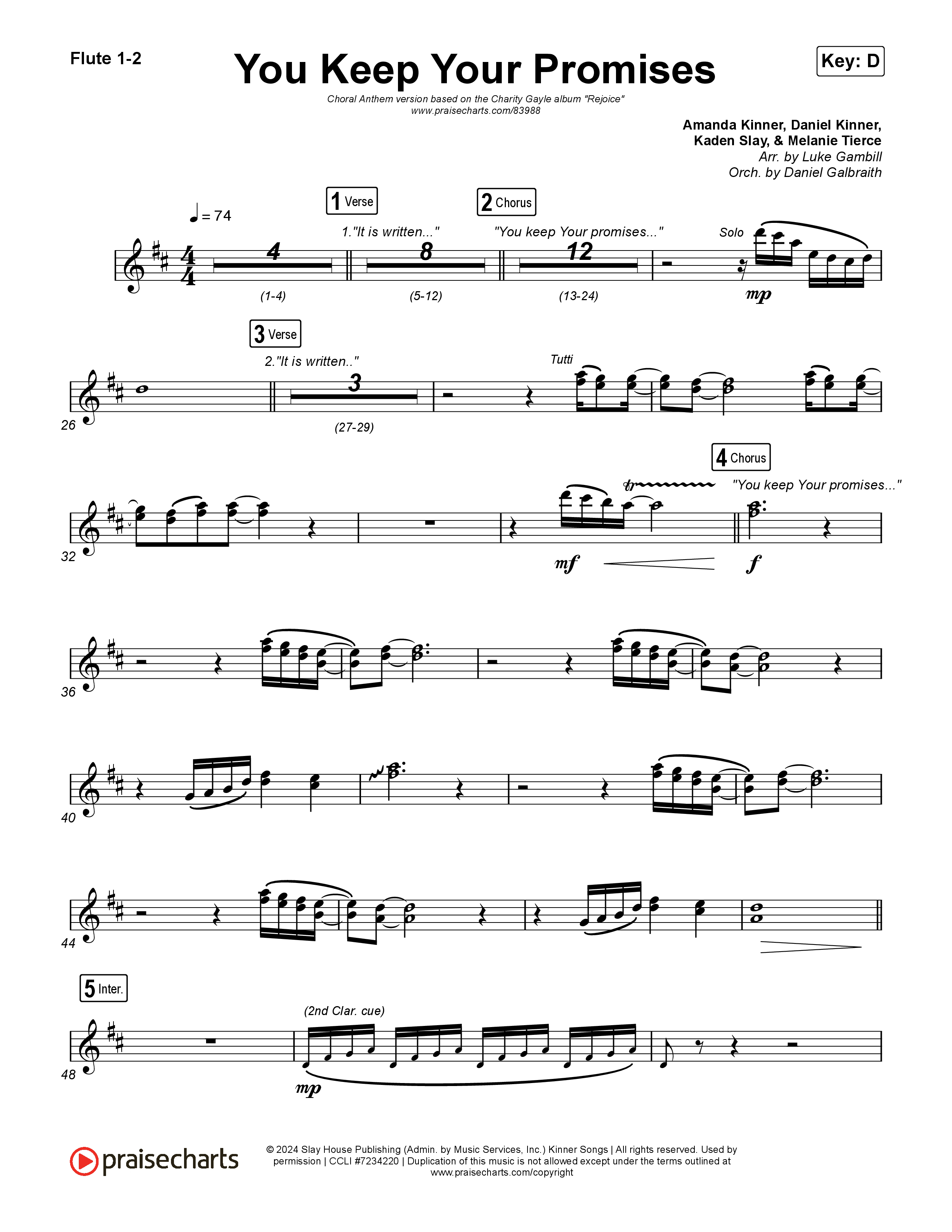 You Keep Your Promises (Choral Anthem SATB) Wind Pack (Charity Gayle / Arr. Luke Gambill)