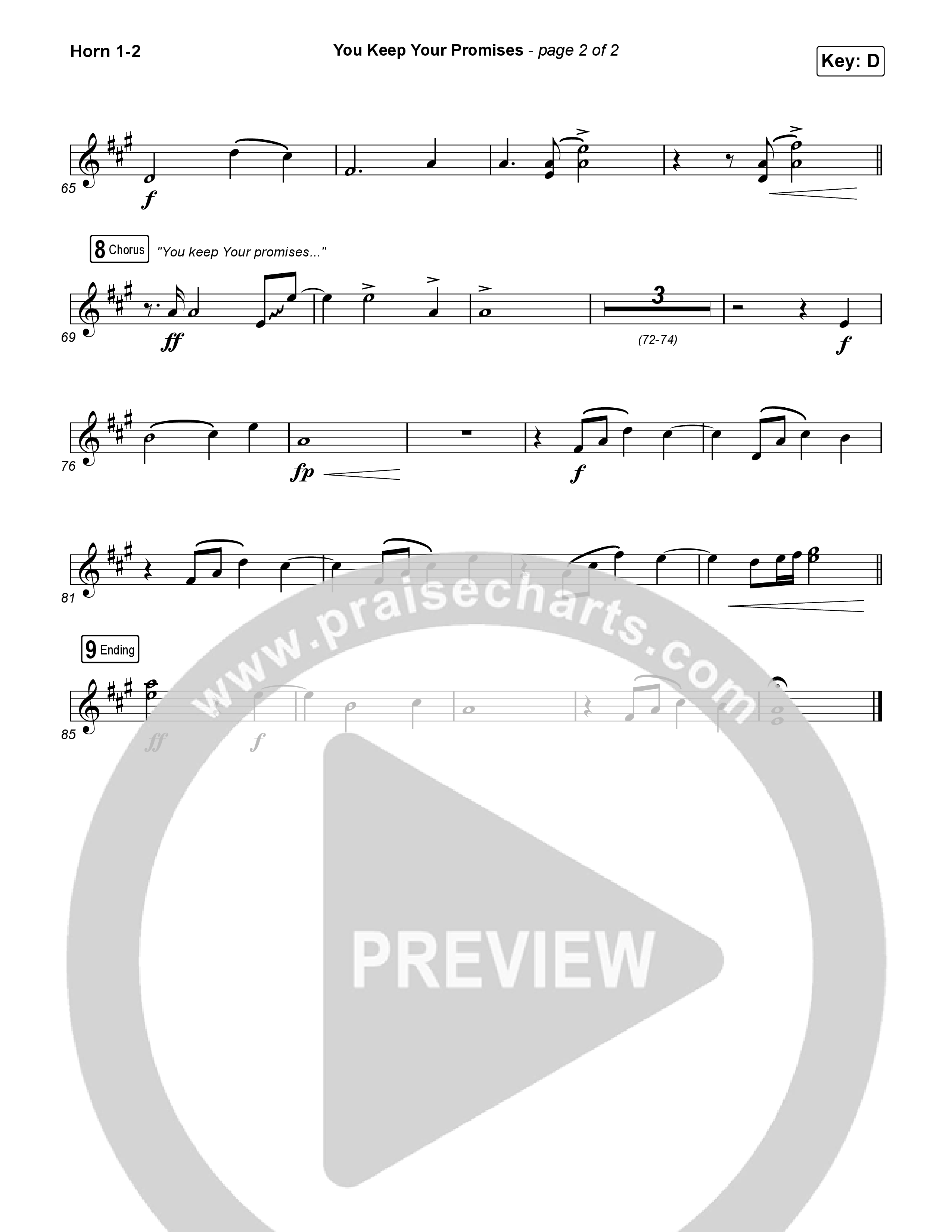 You Keep Your Promises (Choral Anthem SATB) French Horn 1,2 (Charity Gayle / Arr. Luke Gambill)