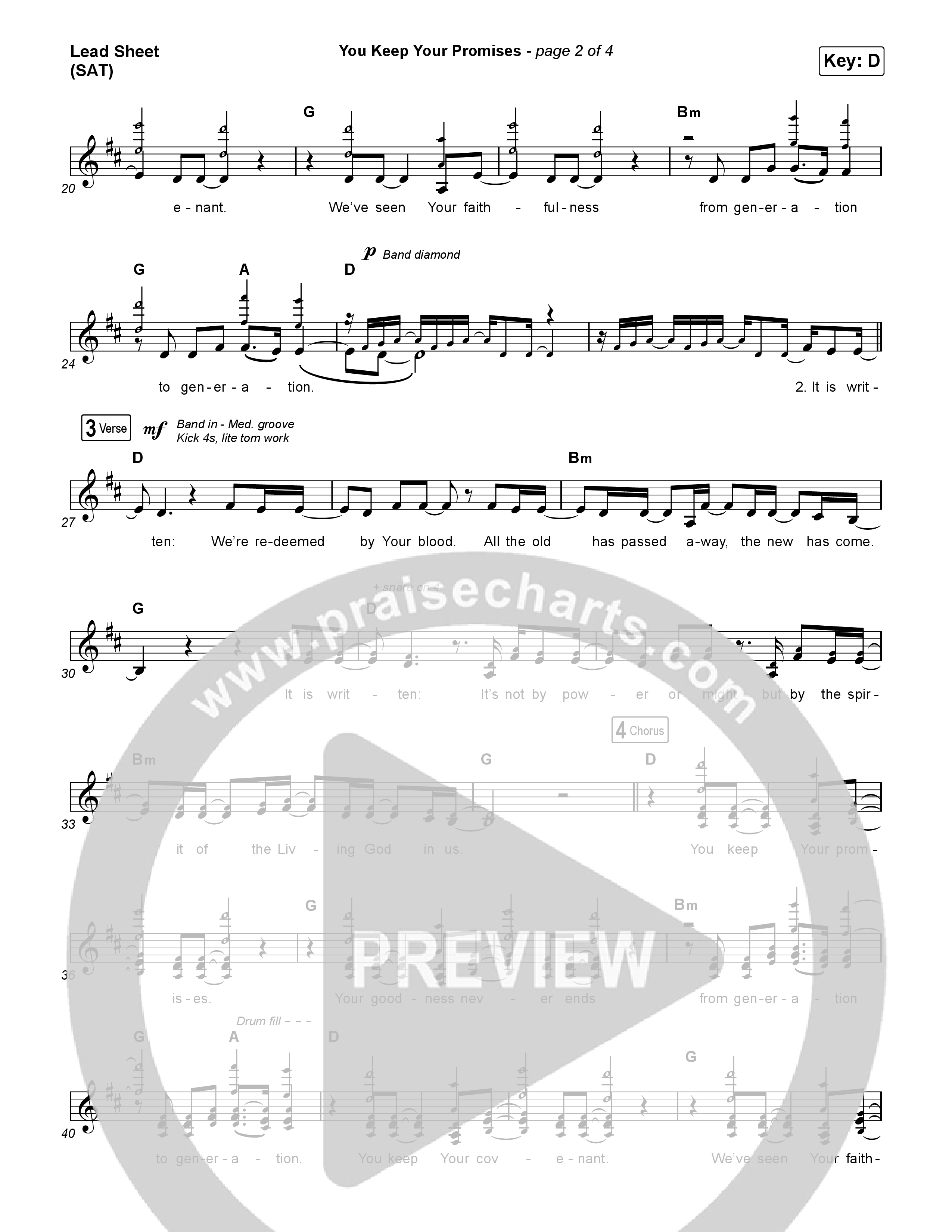 You Keep Your Promises (Choral Anthem SATB) Lead Sheet (SAT) (Charity Gayle / Arr. Luke Gambill)