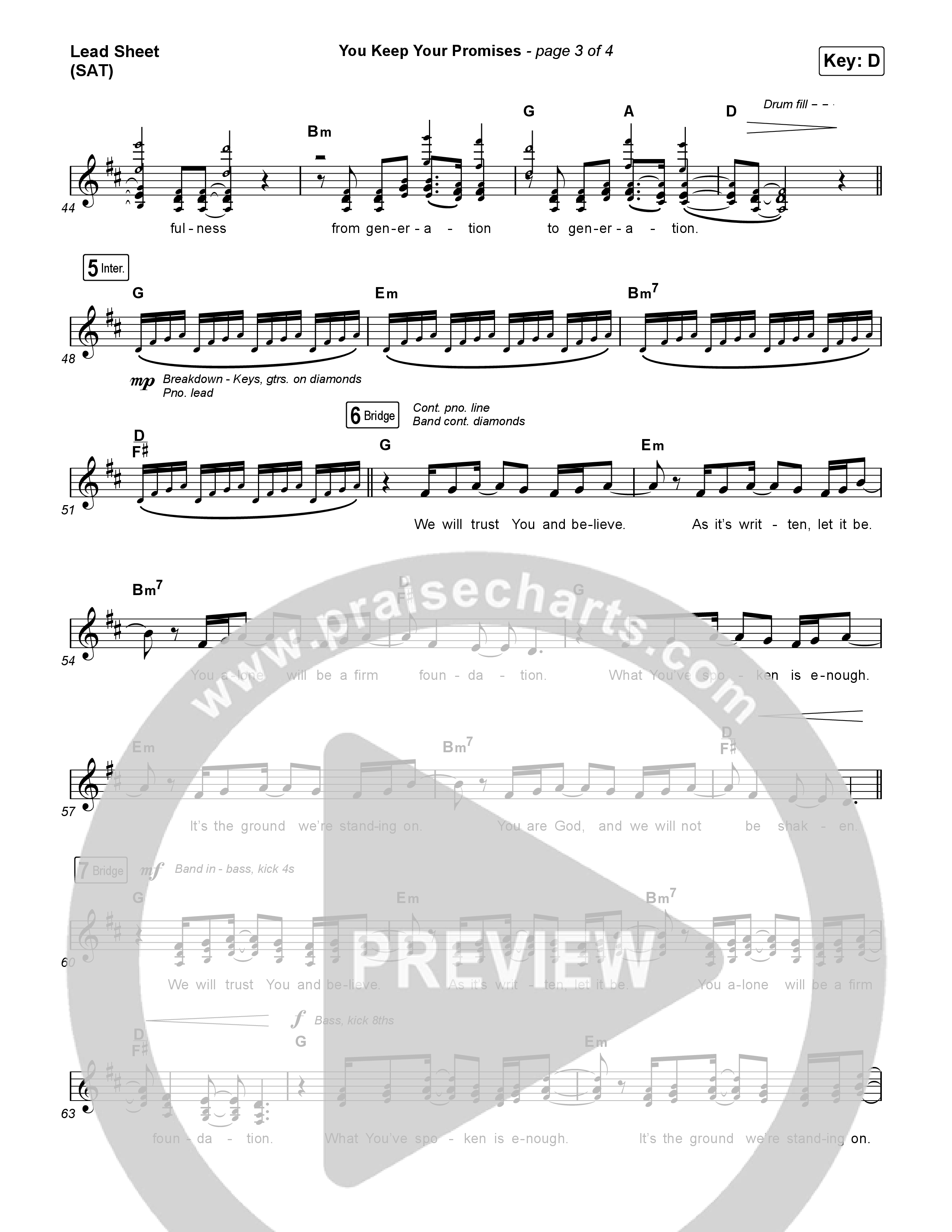 You Keep Your Promises (Choral Anthem SATB) Lead Sheet (SAT) (Charity Gayle / Arr. Luke Gambill)
