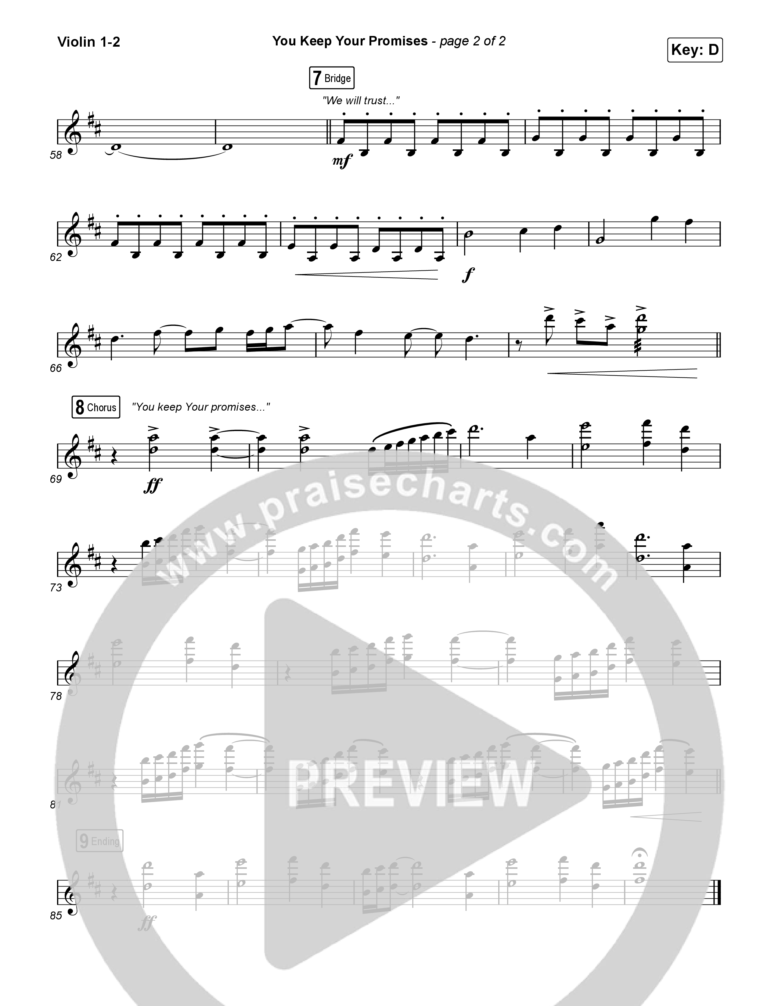 You Keep Your Promises (Choral Anthem SATB) Violin 1,2 (Charity Gayle / Arr. Luke Gambill)