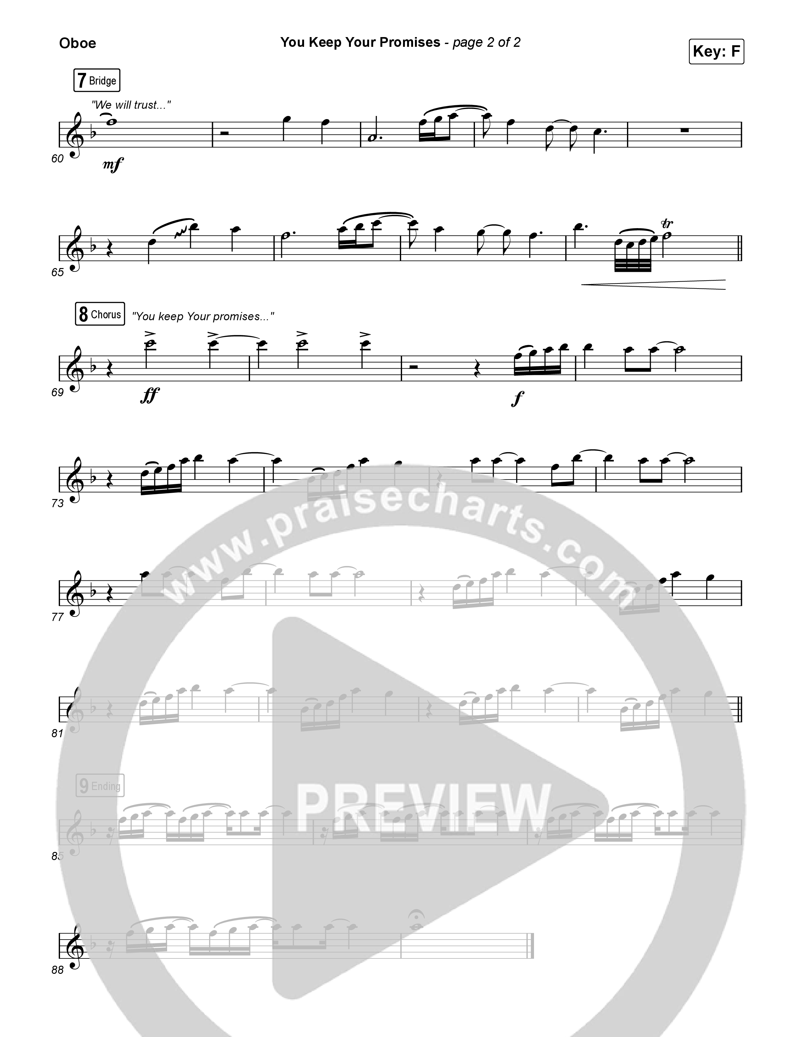 You Keep Your Promises (Worship Choir/SAB) Oboe (Charity Gayle / Arr. Luke Gambill)