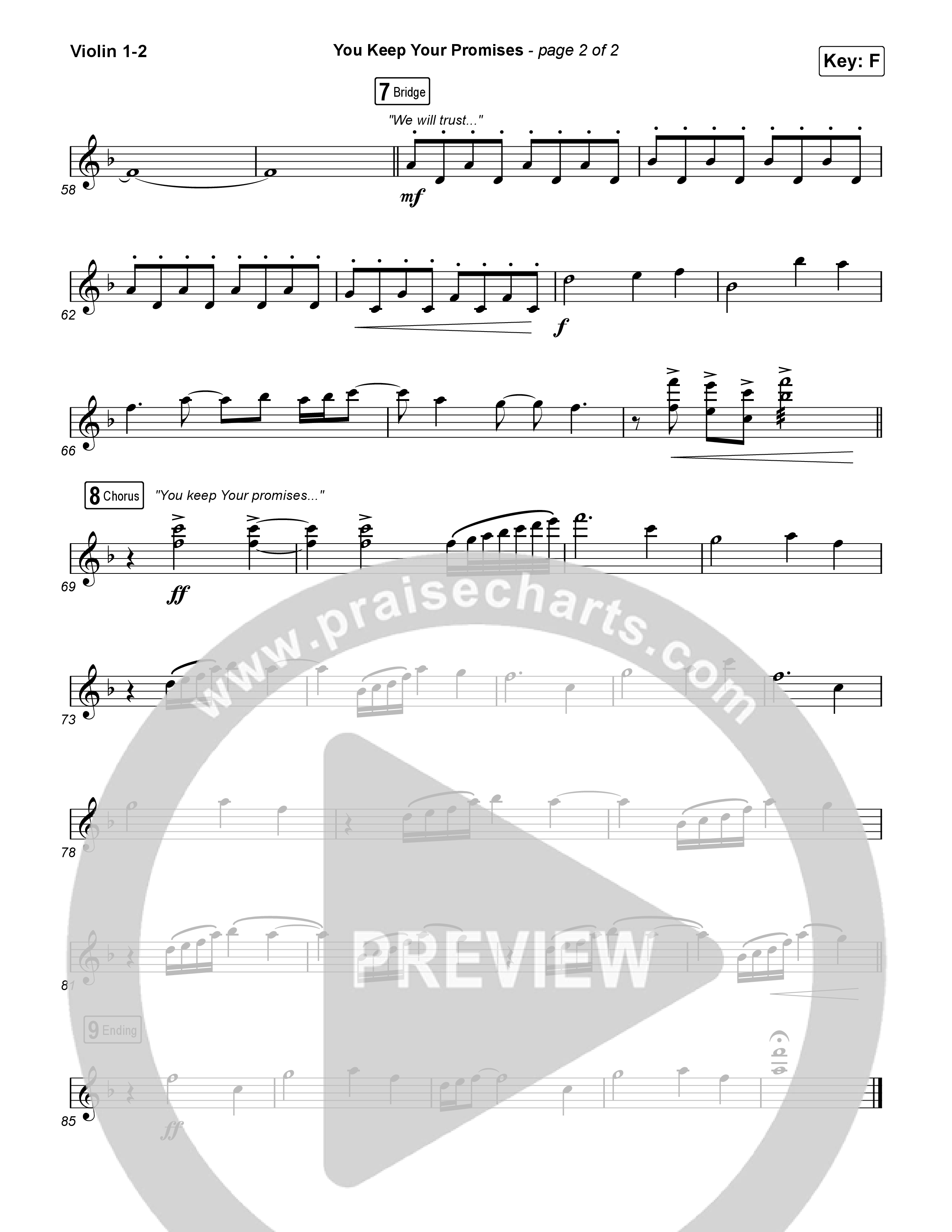 You Keep Your Promises (Worship Choir/SAB) Violin 1/2 (Charity Gayle / Arr. Luke Gambill)