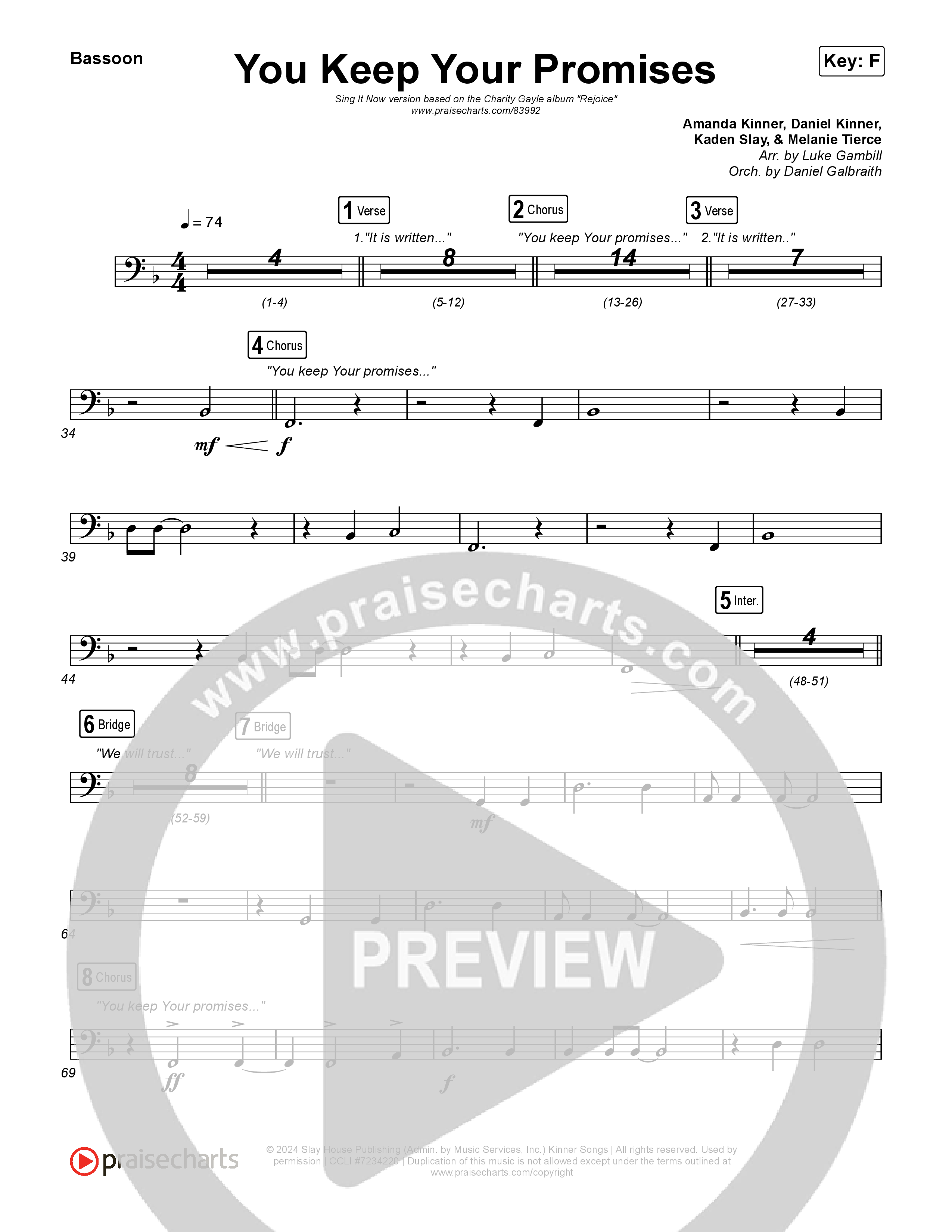 You Keep Your Promises (Sing It Now) Bassoon (Charity Gayle / Arr. Luke Gambill)