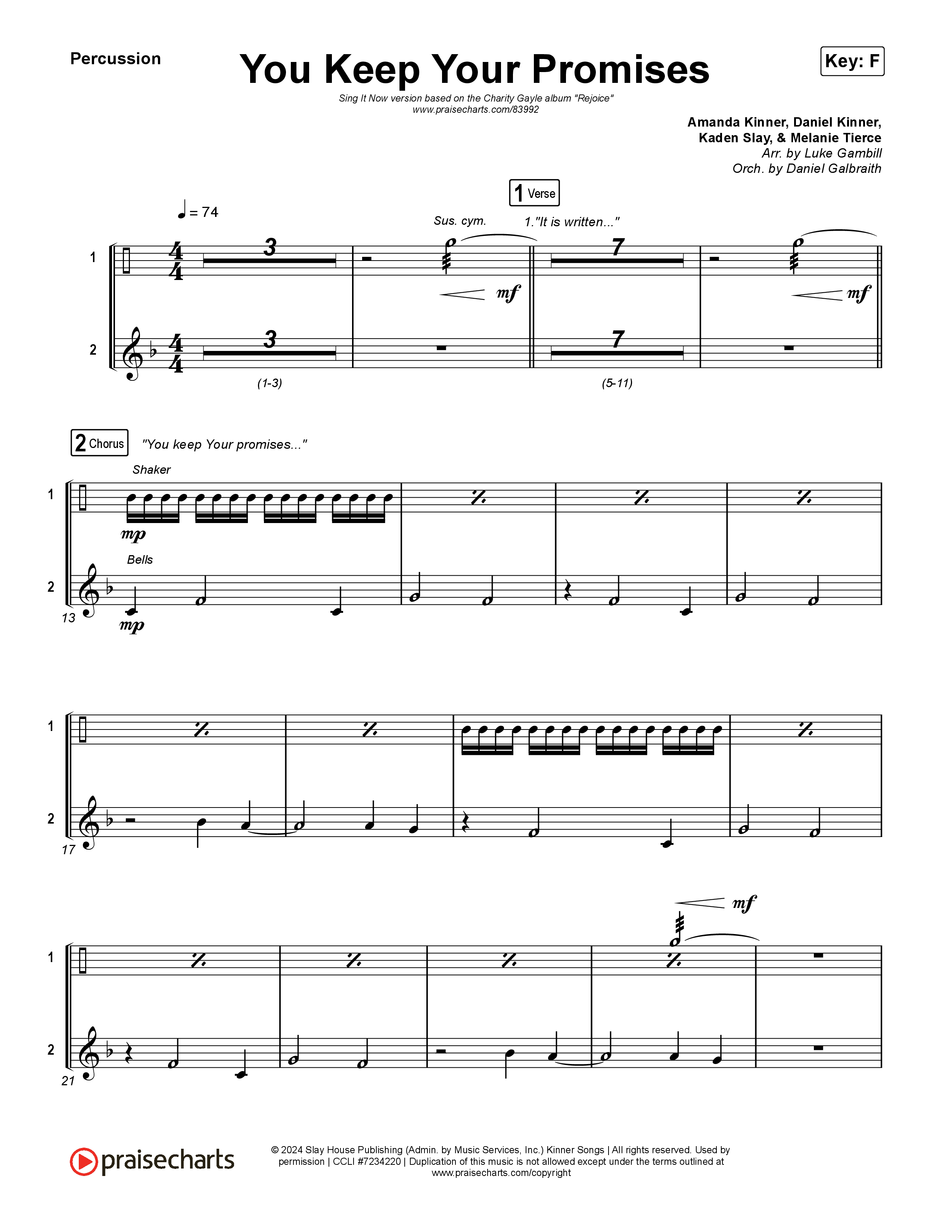 You Keep Your Promises (Sing It Now) Percussion (Charity Gayle / Arr. Luke Gambill)