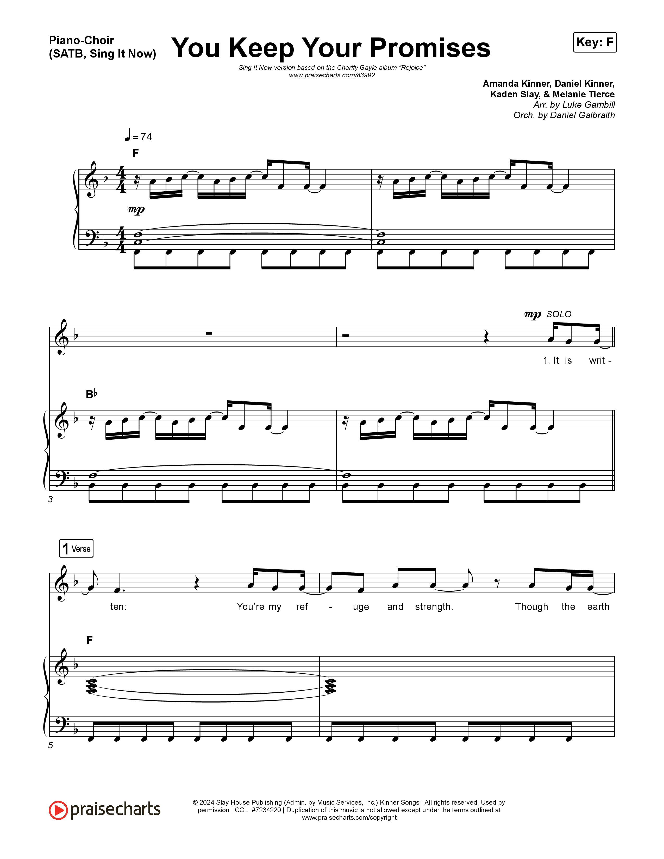 You Keep Your Promises (Sing It Now) Piano/Choir (SATB) (Charity Gayle / Arr. Luke Gambill)