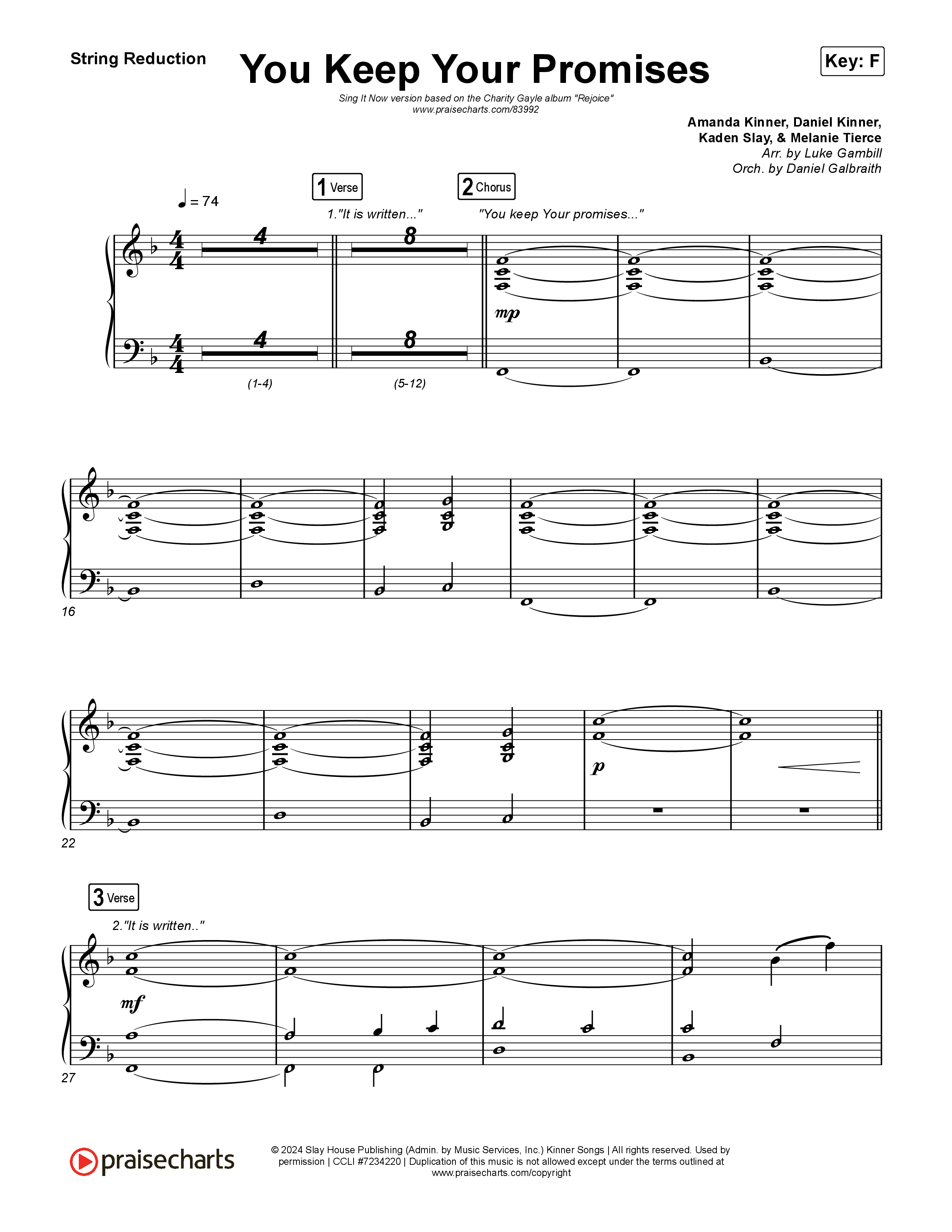 You Keep Your Promises (Sing It Now) String Reduction (Charity Gayle / Arr. Luke Gambill)