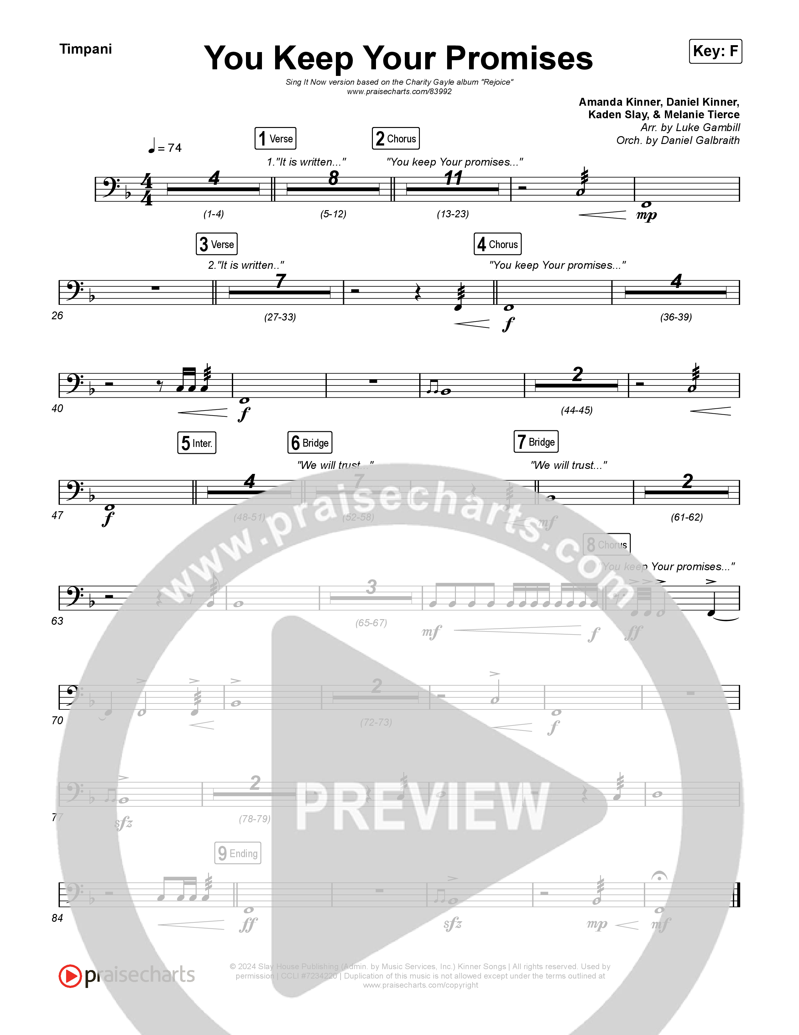 You Keep Your Promises (Sing It Now) Timpani (Charity Gayle / Arr. Luke Gambill)