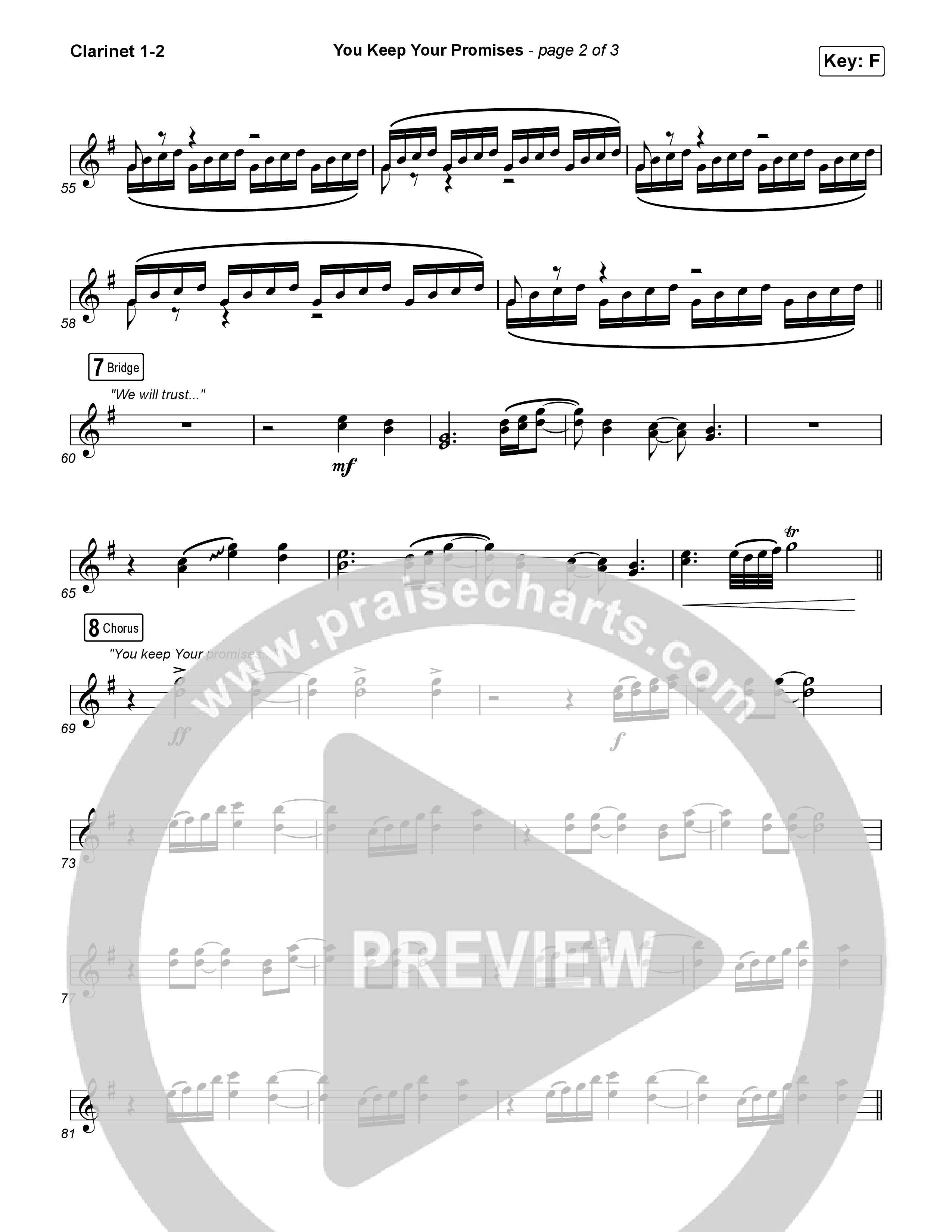 You Keep Your Promises (Unison/2-Part) Clarinet 1/2 (Charity Gayle / Arr. Luke Gambill)