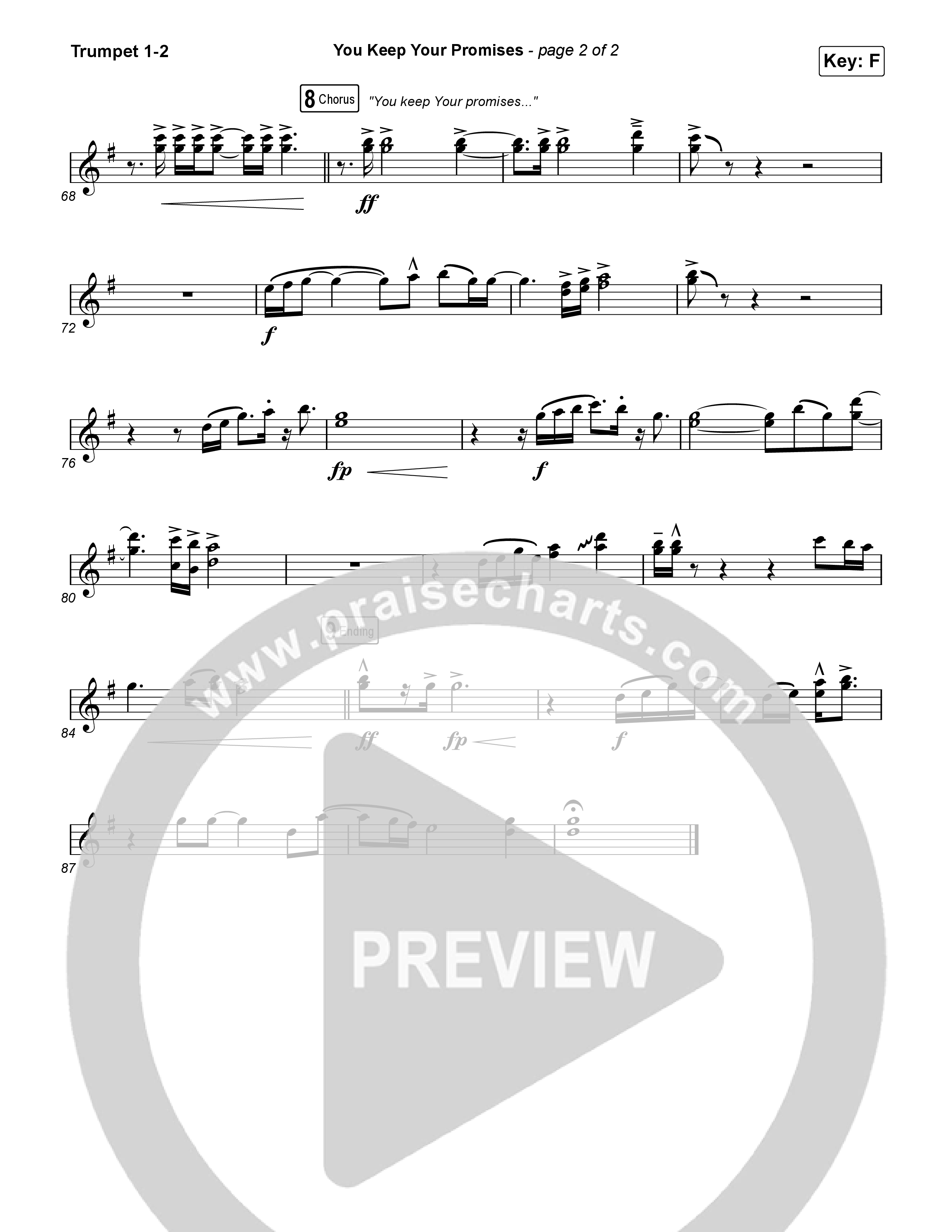 You Keep Your Promises (Unison/2-Part) Trumpet 1,2 (Charity Gayle / Arr. Luke Gambill)