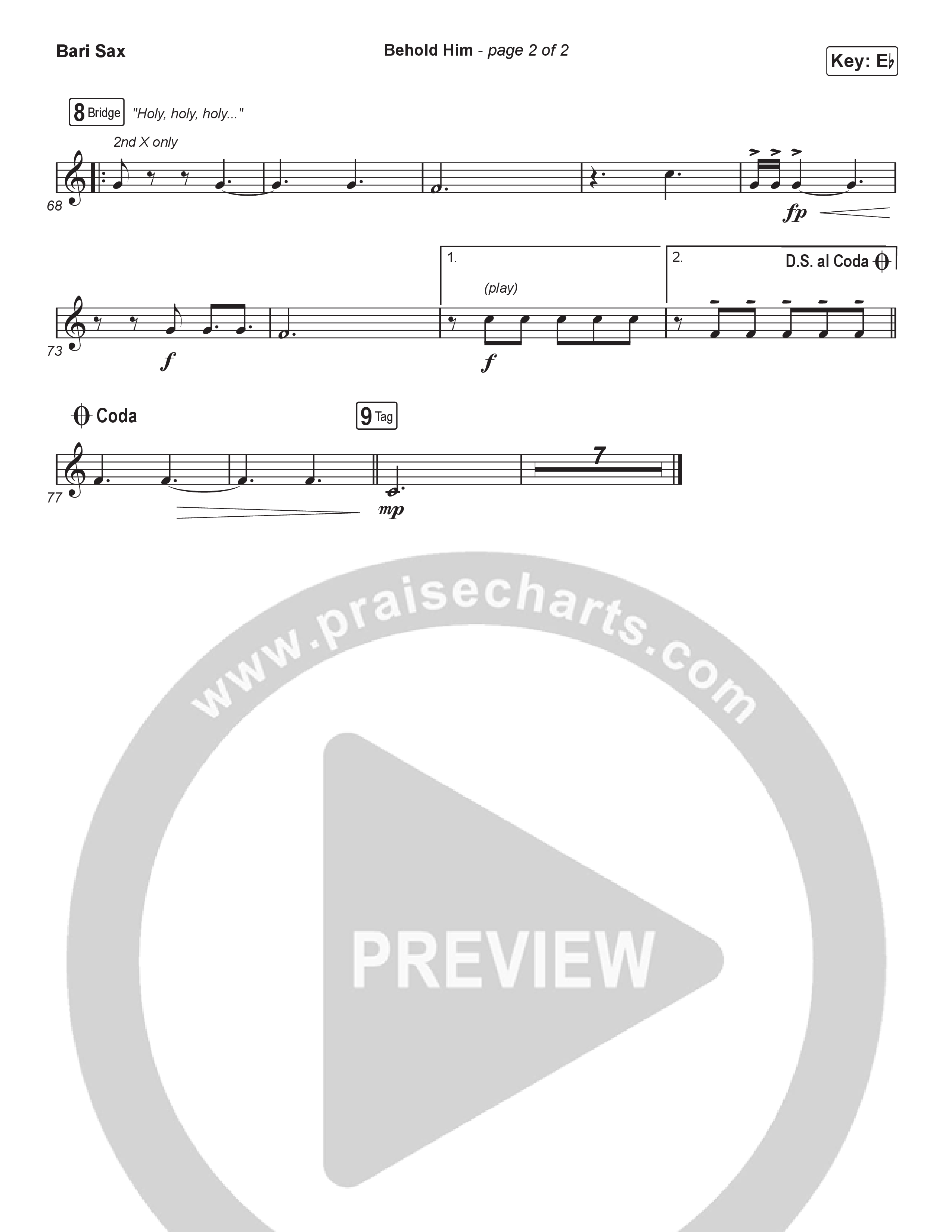 Behold Him (Choral Anthem SATB) Bari Sax (Paul Baloche / Kim Walker-Smith / Arr. Luke Gambill)