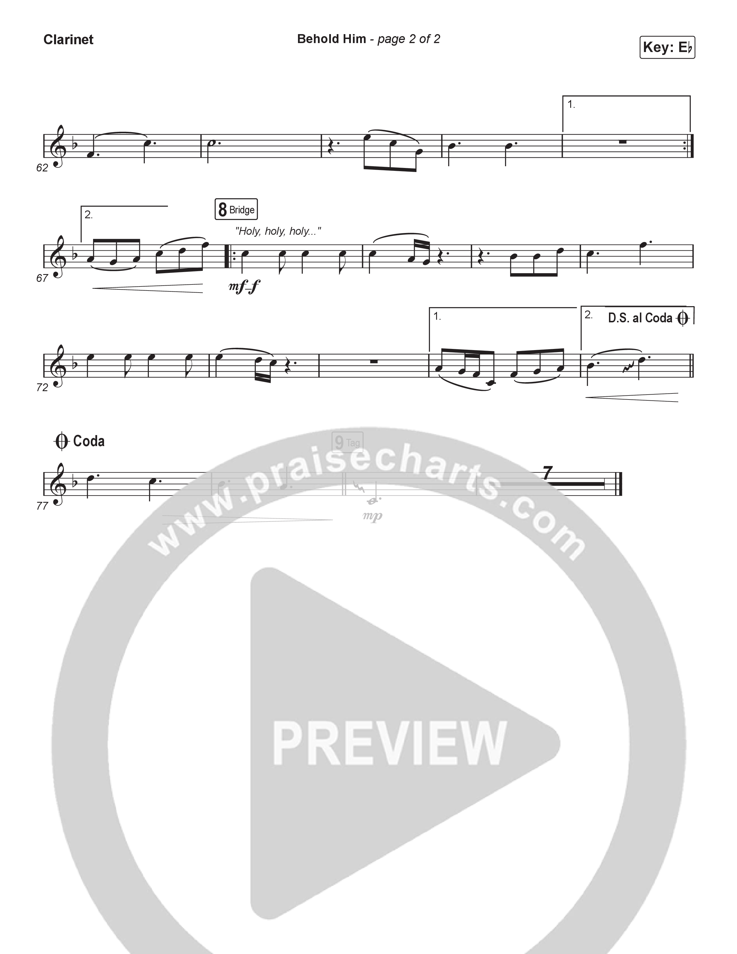 Behold Him (Choral Anthem SATB) Clarinet 1,2 (Paul Baloche / Kim Walker-Smith / Arr. Luke Gambill)
