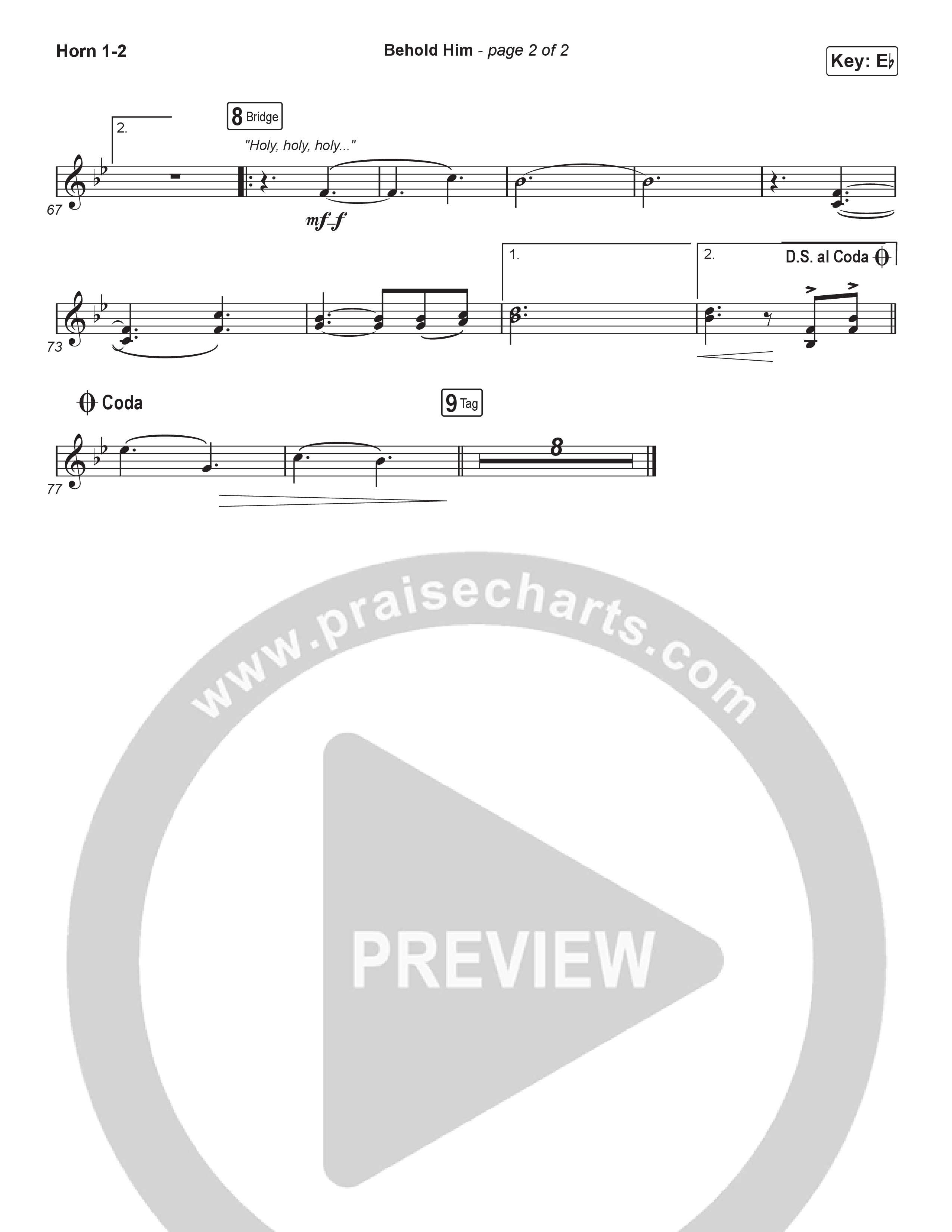 Behold Him (Choral Anthem SATB) French Horn 1,2 (Paul Baloche / Kim Walker-Smith / Arr. Luke Gambill)