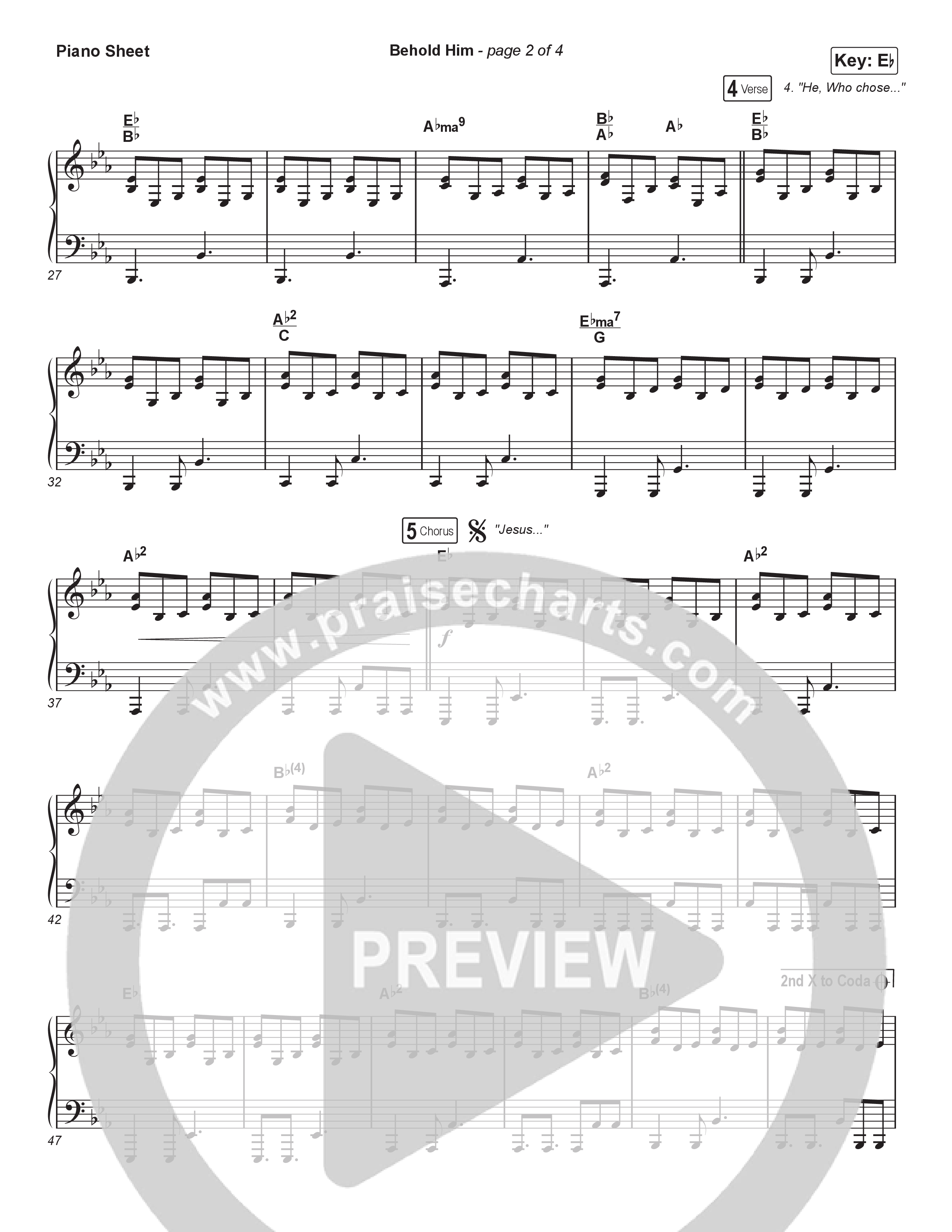 Behold Him (Choral Anthem SATB) Piano Sheet (Paul Baloche / Kim Walker-Smith / Arr. Luke Gambill)