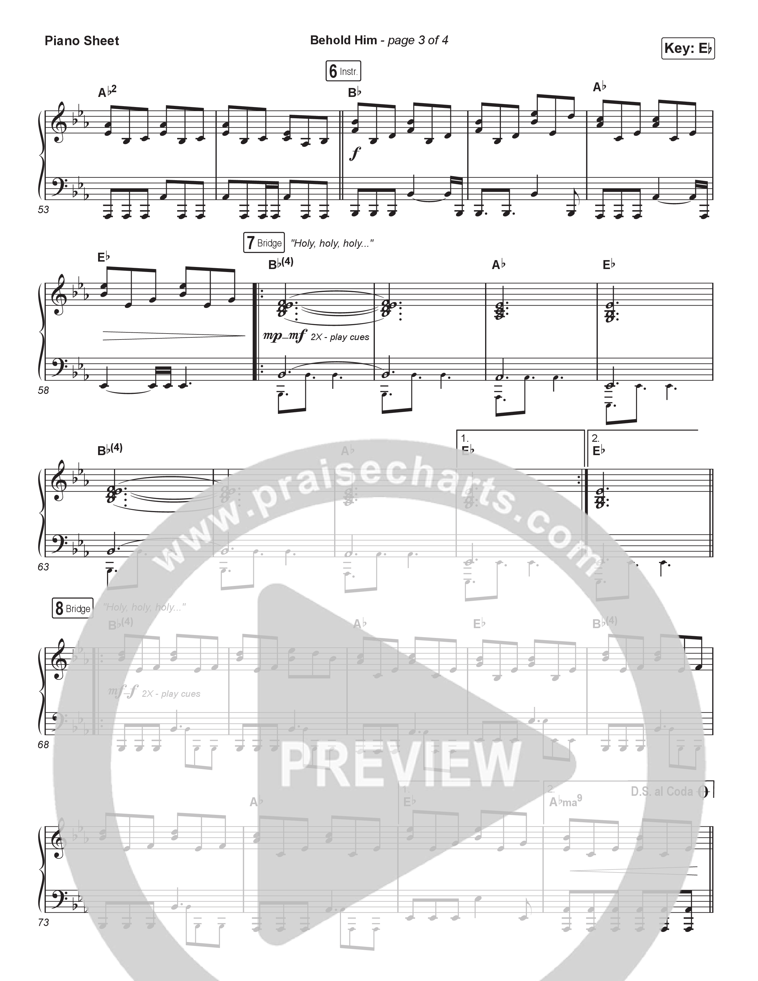 Behold Him (Choral Anthem SATB) Piano Sheet (Paul Baloche / Kim Walker-Smith / Arr. Luke Gambill)