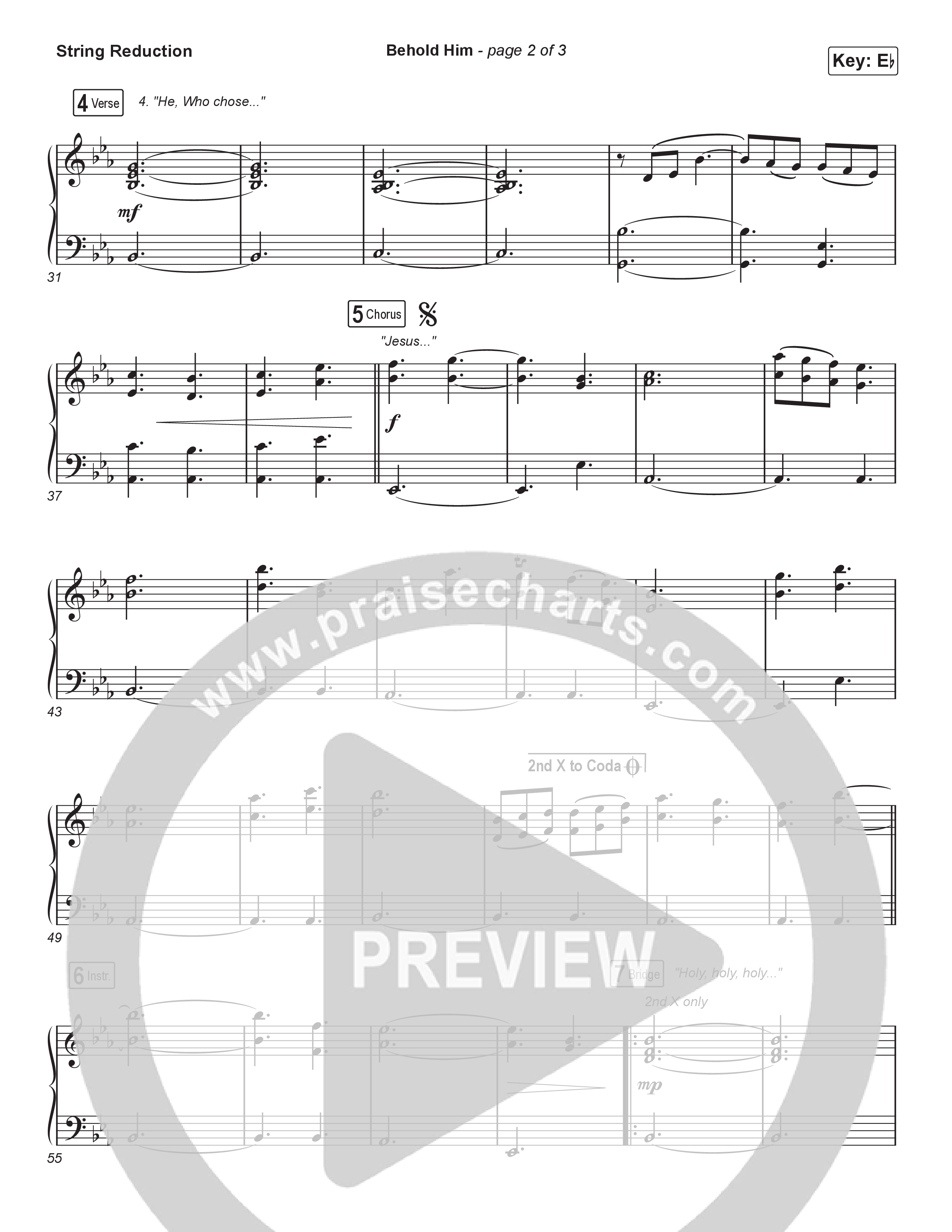 Behold Him (Choral Anthem SATB) String Reduction (Paul Baloche / Kim Walker-Smith / Arr. Luke Gambill)