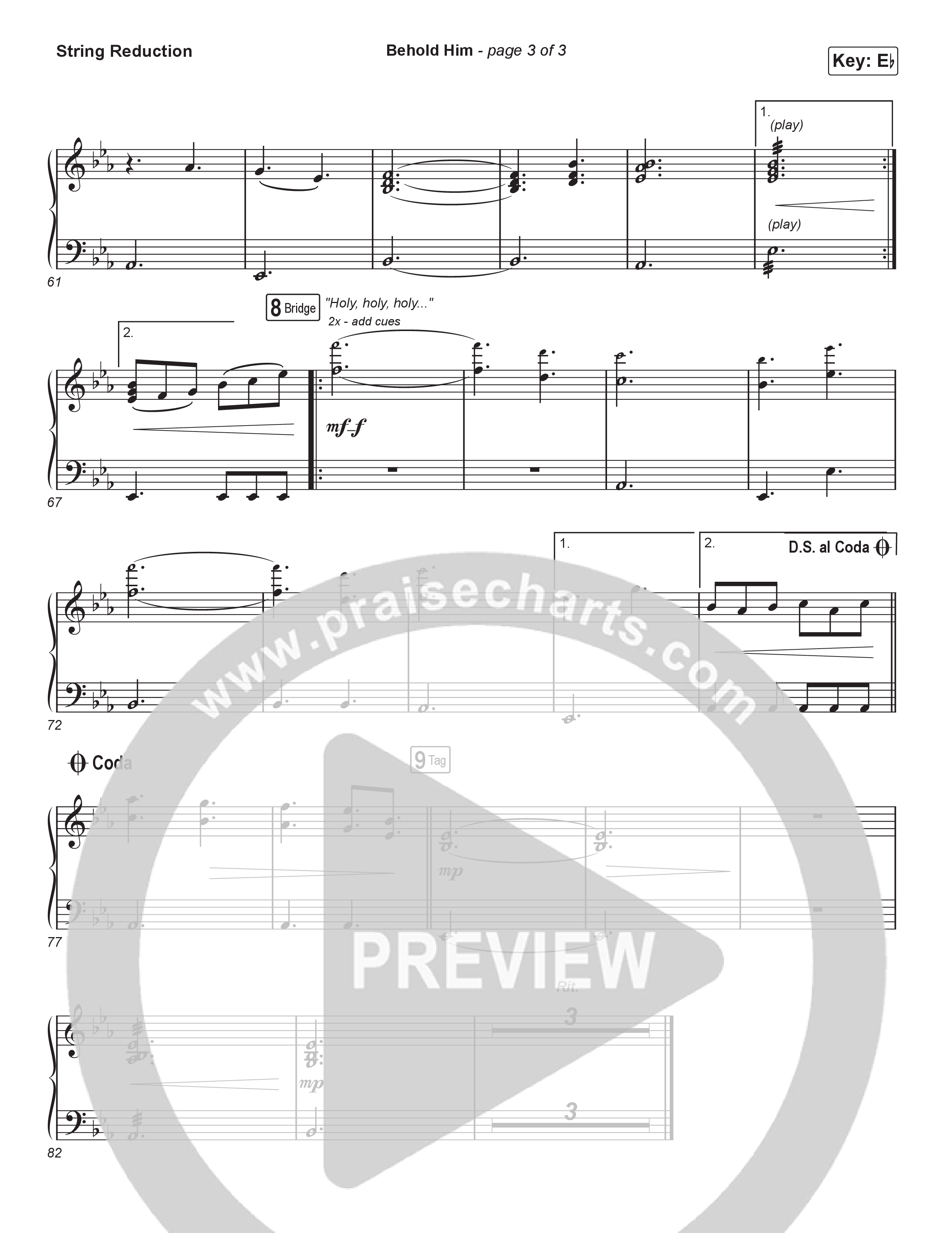 Behold Him (Choral Anthem SATB) String Reduction (Paul Baloche / Kim Walker-Smith / Arr. Luke Gambill)