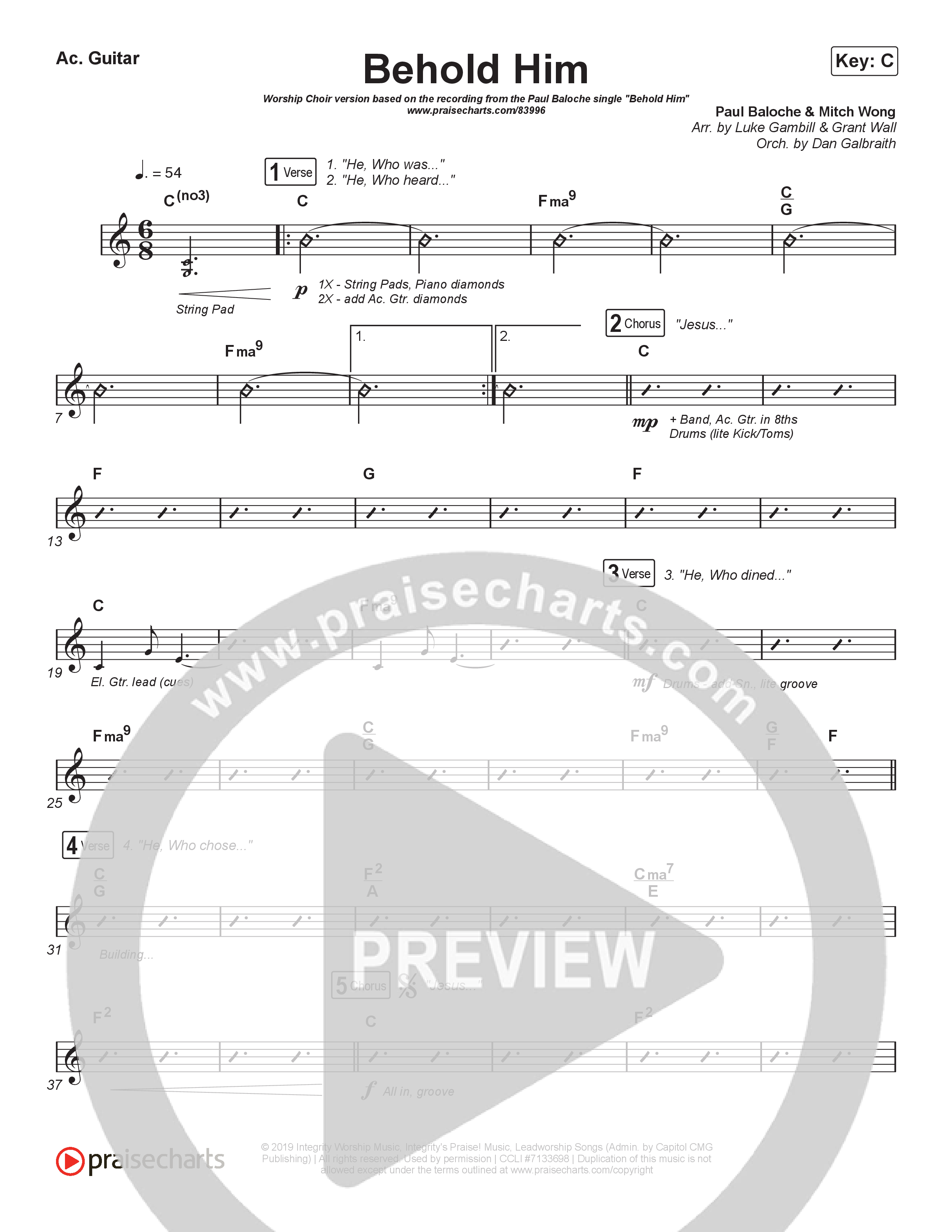 Behold Him (Worship Choir/SAB) Rhythm Pack (Paul Baloche / Kim Walker-Smith / Arr. Luke Gambill)