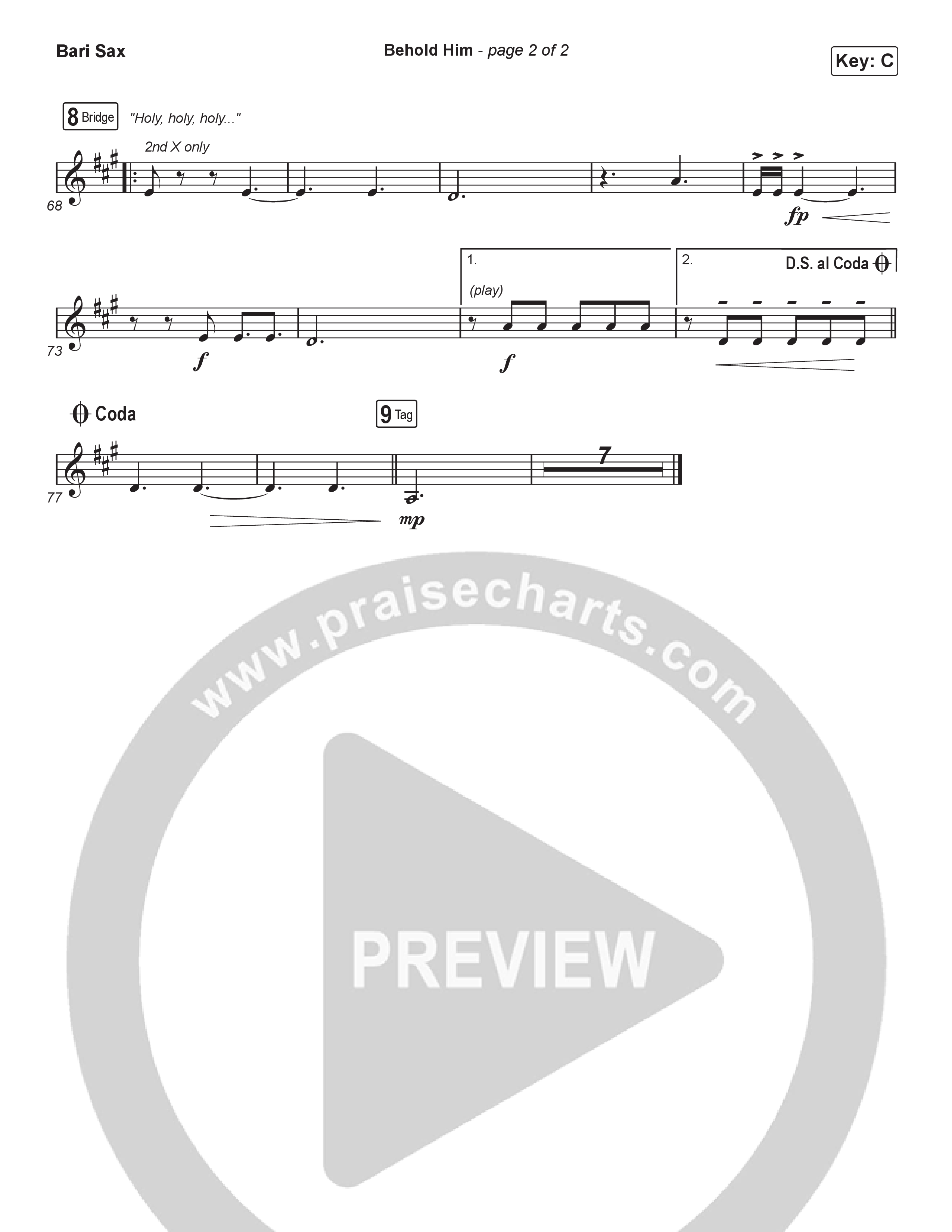 Behold Him (Worship Choir/SAB) Bari Sax (Paul Baloche / Kim Walker-Smith / Arr. Luke Gambill)