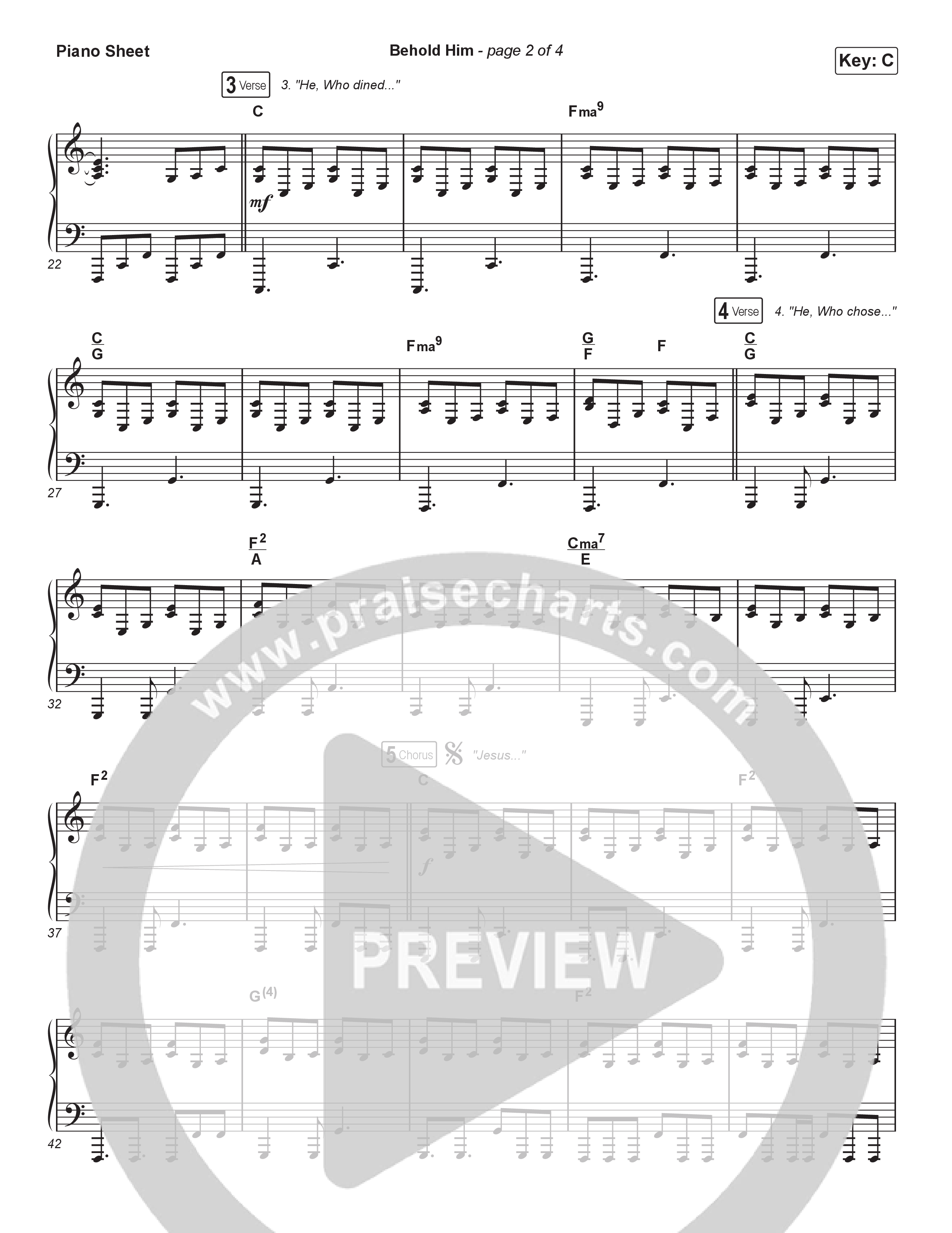 Behold Him (Worship Choir/SAB) Piano Sheet (Paul Baloche / Kim Walker-Smith / Arr. Luke Gambill)