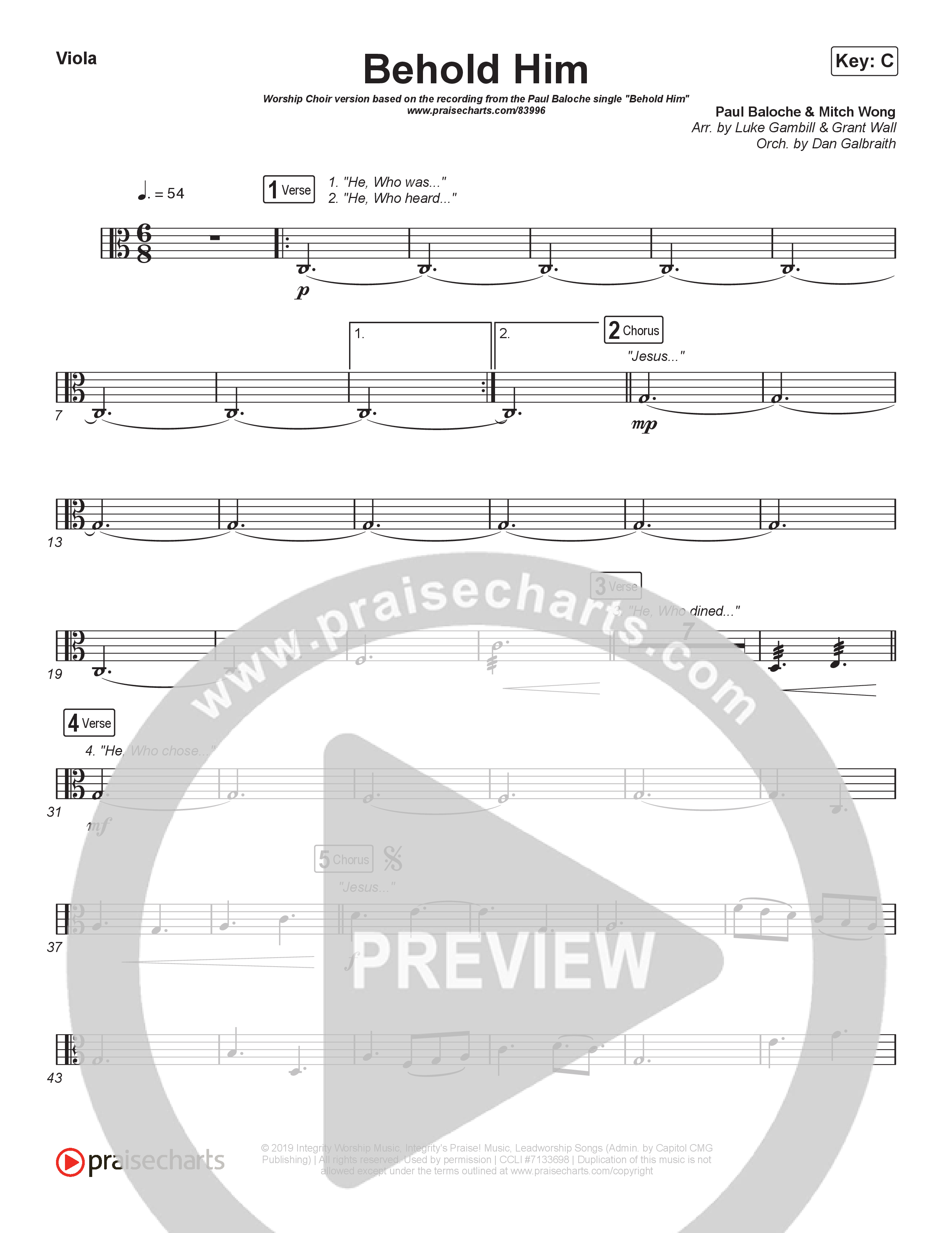 Behold Him (Worship Choir/SAB) String Pack (Paul Baloche / Kim Walker-Smith / Arr. Luke Gambill)