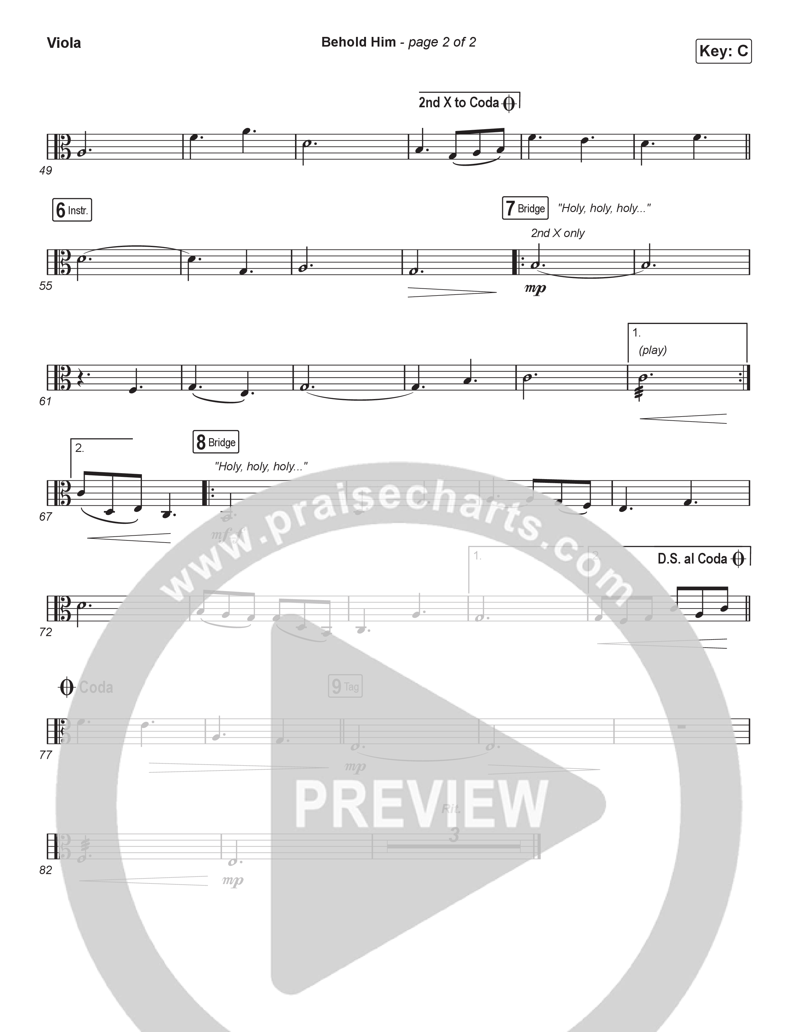 Behold Him (Worship Choir/SAB) Viola (Paul Baloche / Kim Walker-Smith / Arr. Luke Gambill)