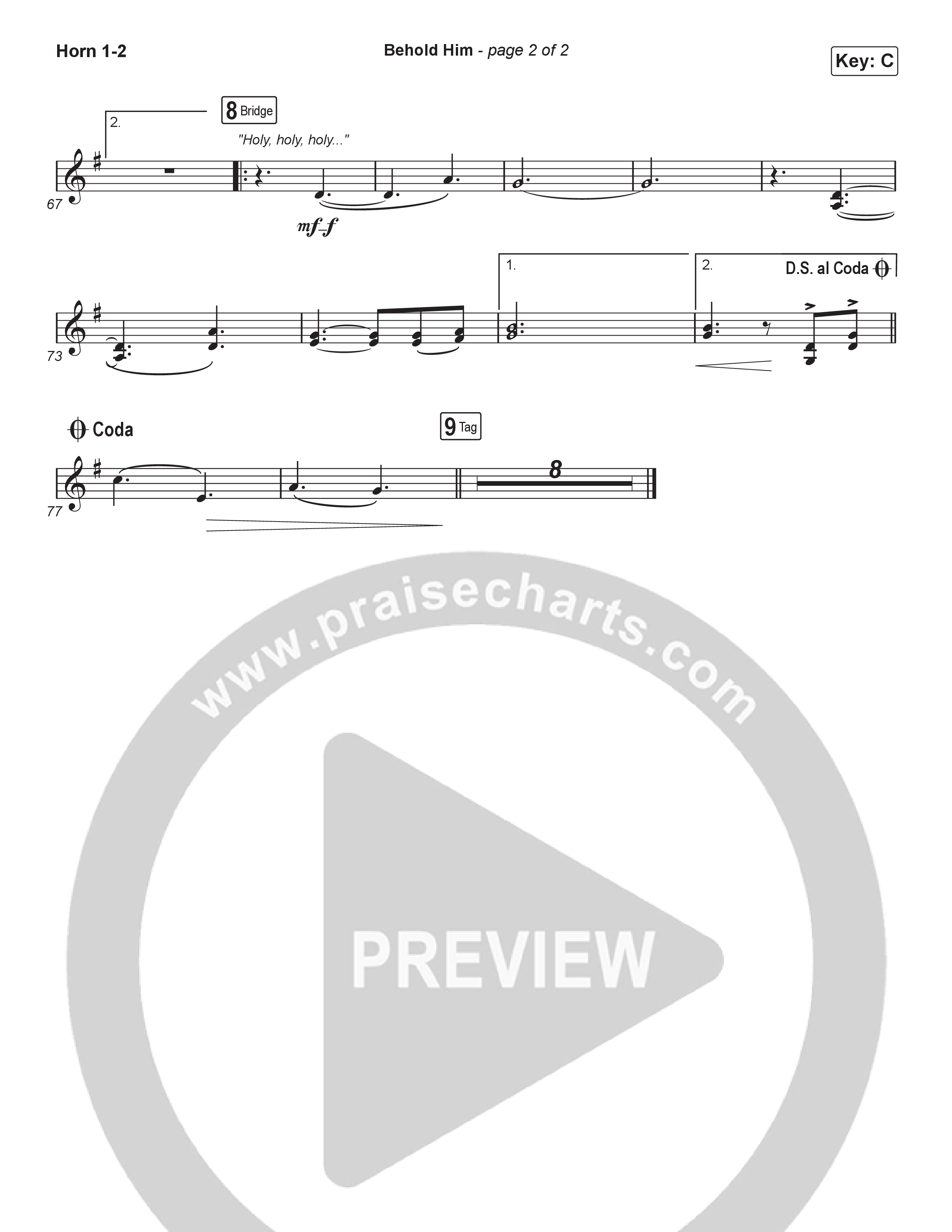 Behold Him (Unison/2-Part) French Horn 1/2 (Paul Baloche / Kim Walker-Smith / Arr. Luke Gambill)