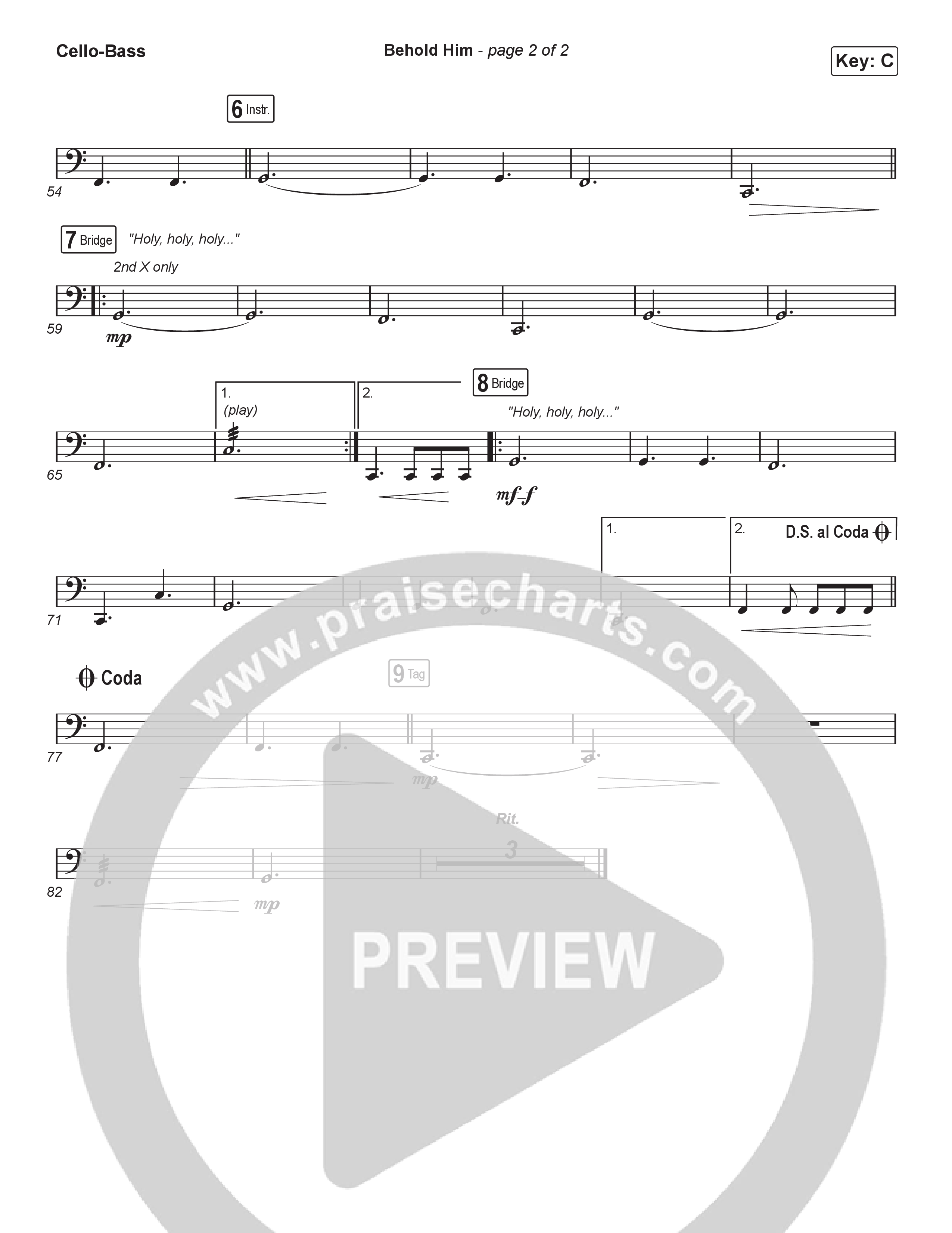 Behold Him (Sing It Now) Cello/Bass (Paul Baloche / Kim Walker-Smith / Arr. Luke Gambill)