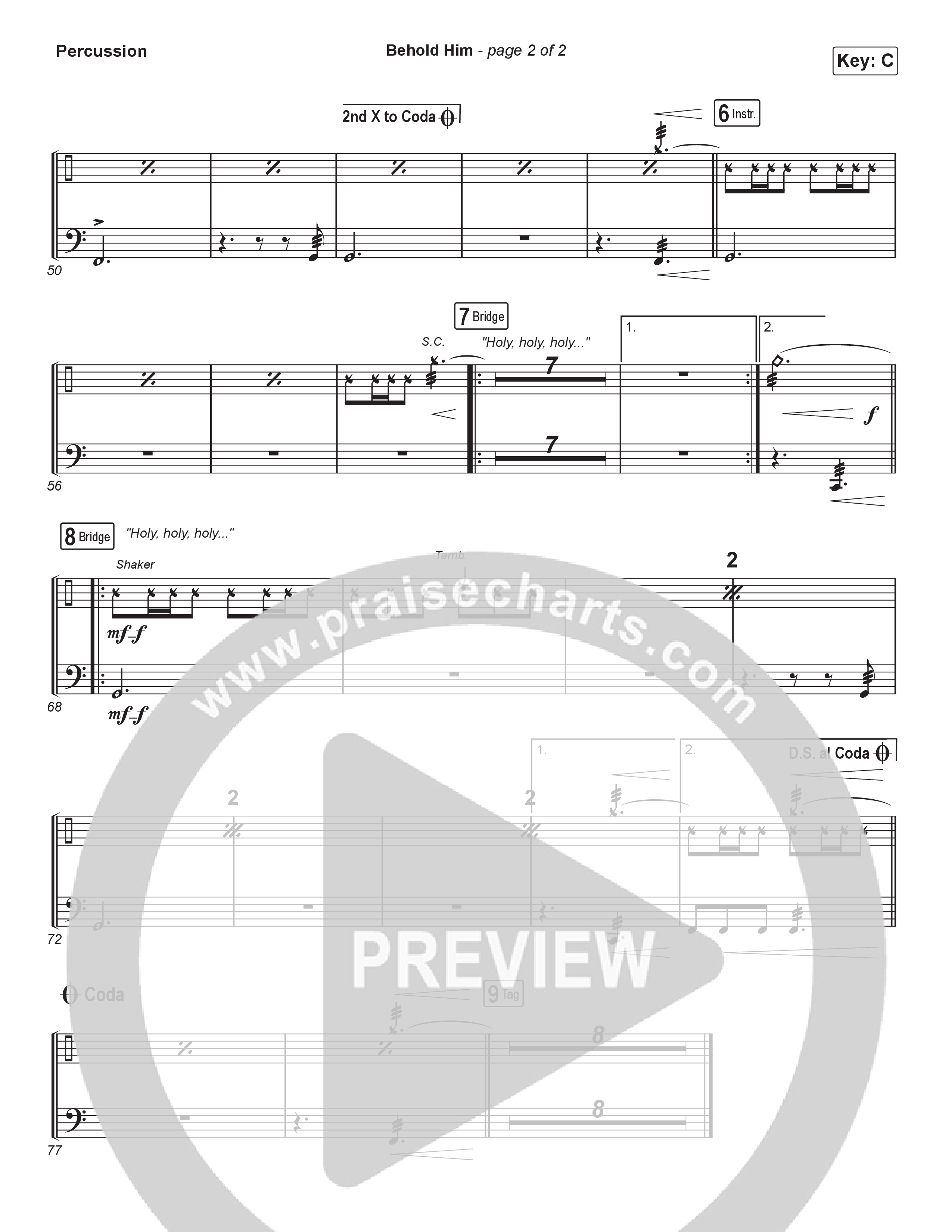 Behold Him (Sing It Now) Percussion (Paul Baloche / Kim Walker-Smith / Arr. Luke Gambill)