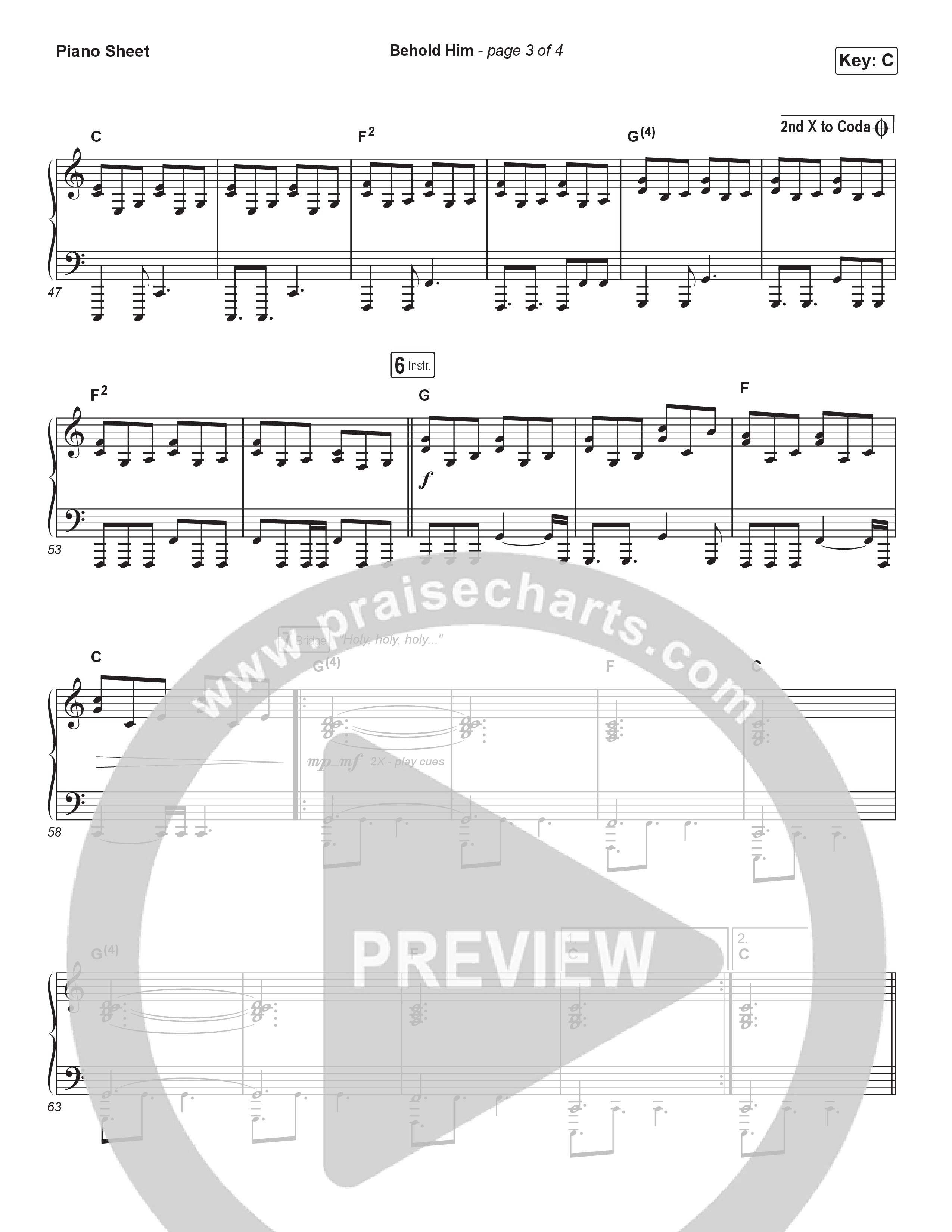 Behold Him (Sing It Now) Piano Sheet (Paul Baloche / Kim Walker-Smith / Arr. Luke Gambill)