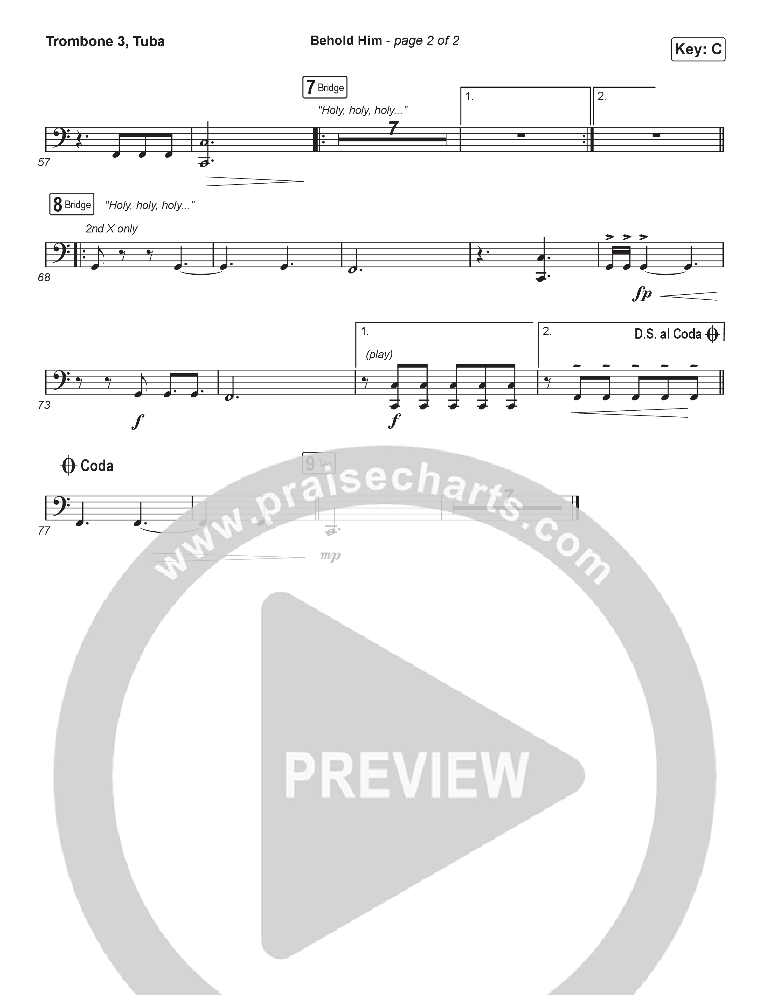 Behold Him (Sing It Now) Trombone 3/Tuba (Paul Baloche / Kim Walker-Smith / Arr. Luke Gambill)