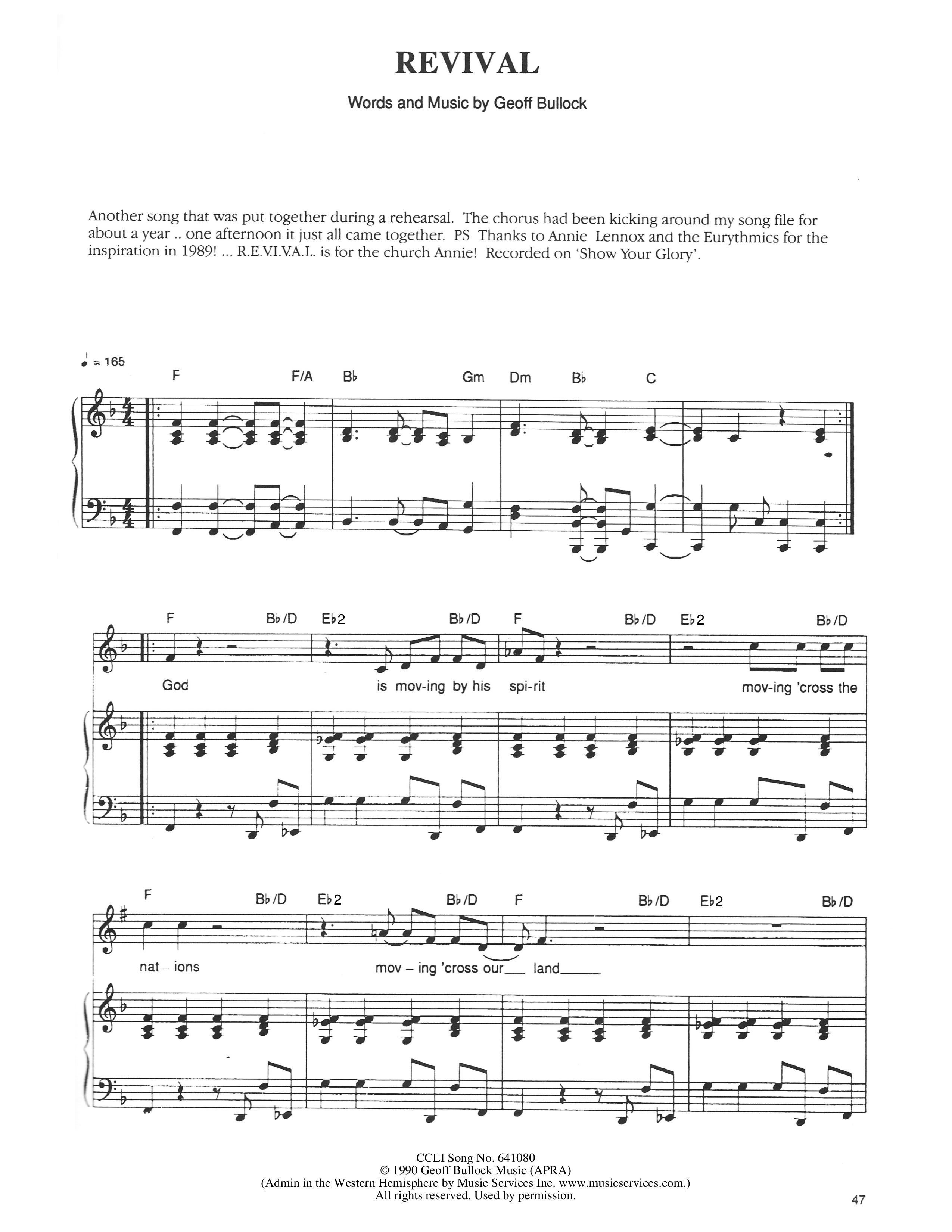 Revival Piano/Vocal (Geoff Bullock)