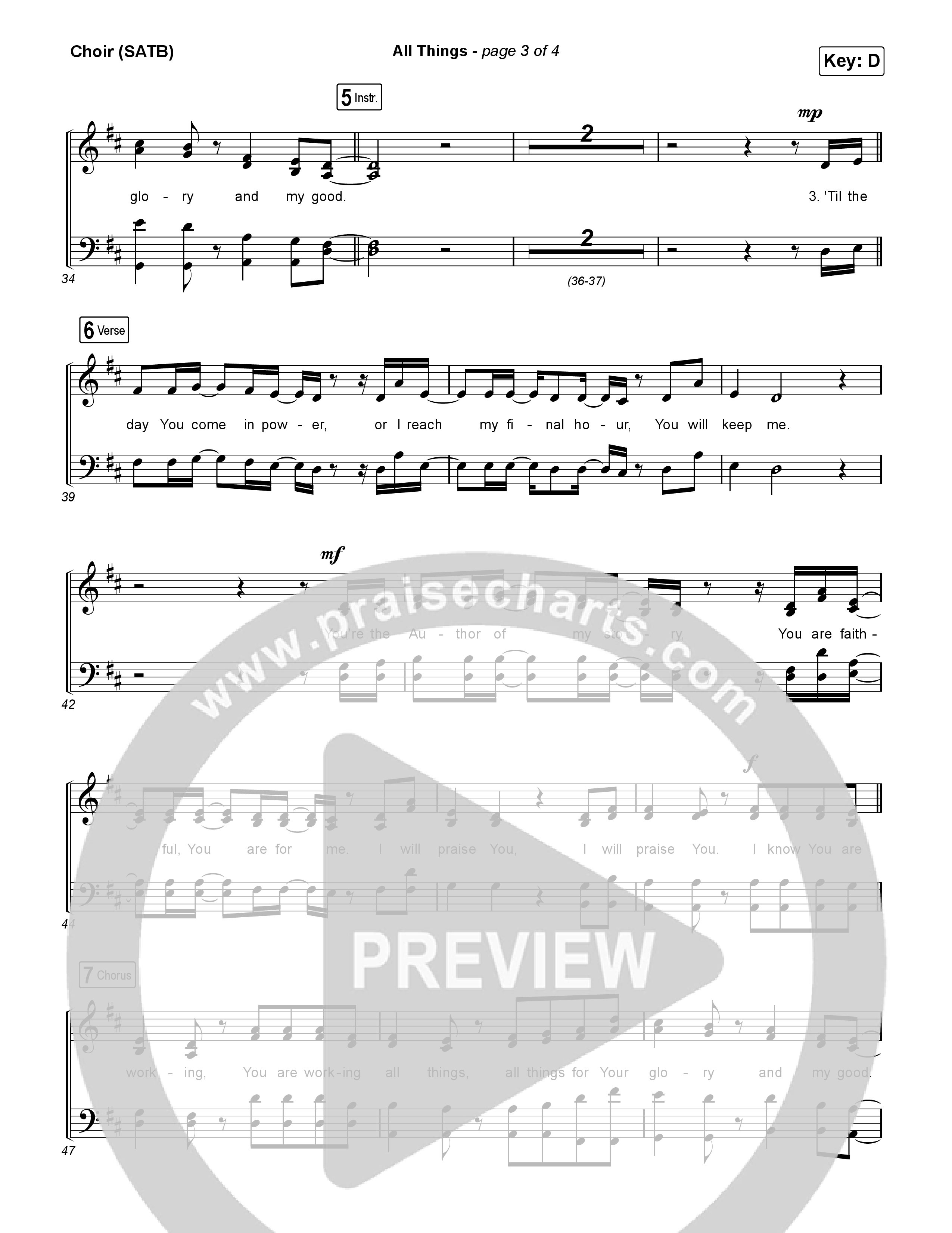 All Things (Live) Choir Sheet (SATB) (Sovereign Grace)