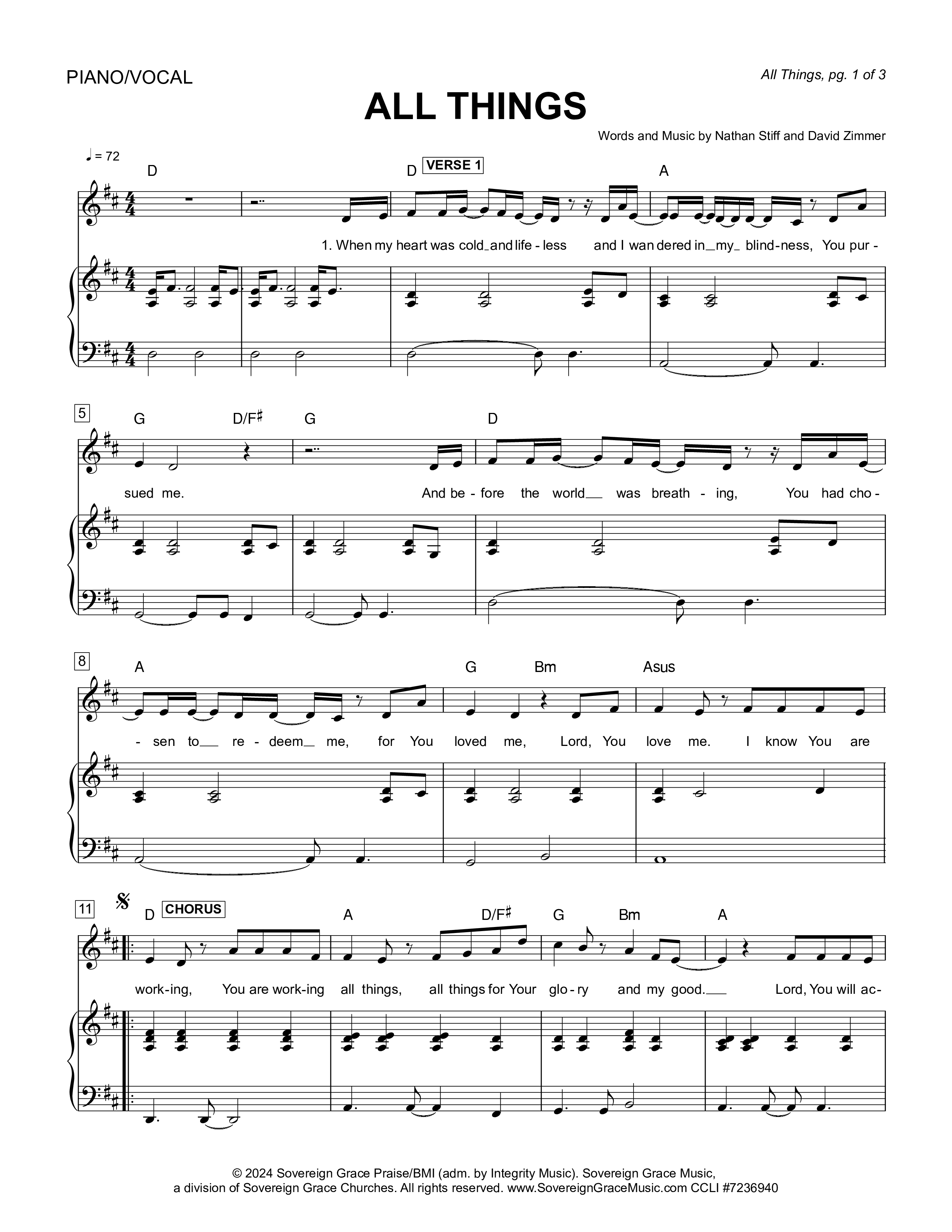 All Things (Live) Piano/Melody (Sovereign Grace)