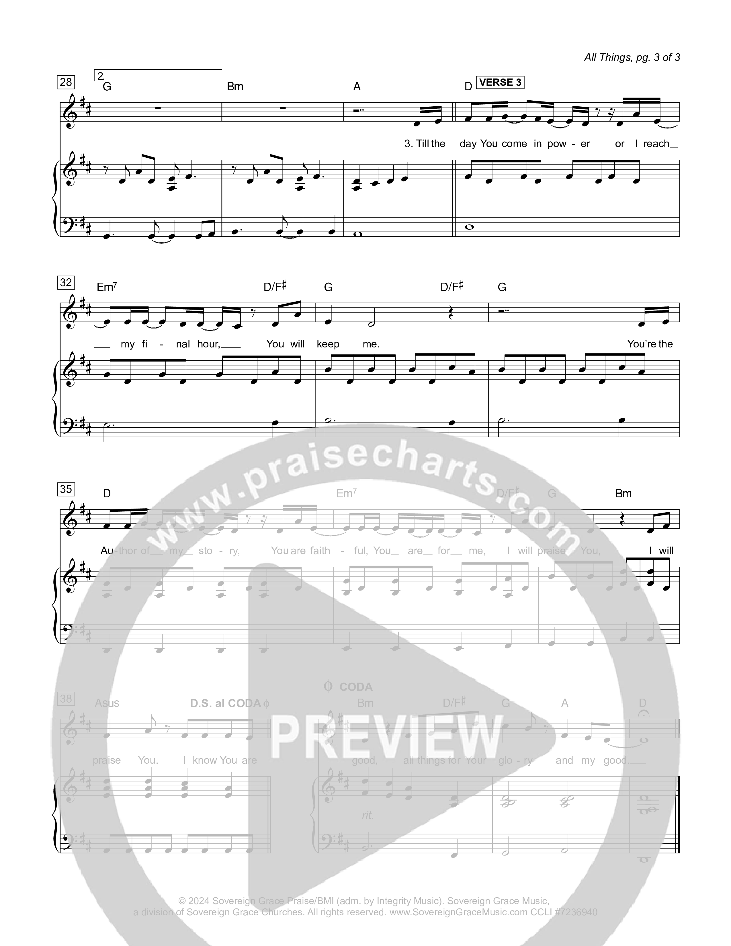 All Things (Live) Piano/Melody (Sovereign Grace)