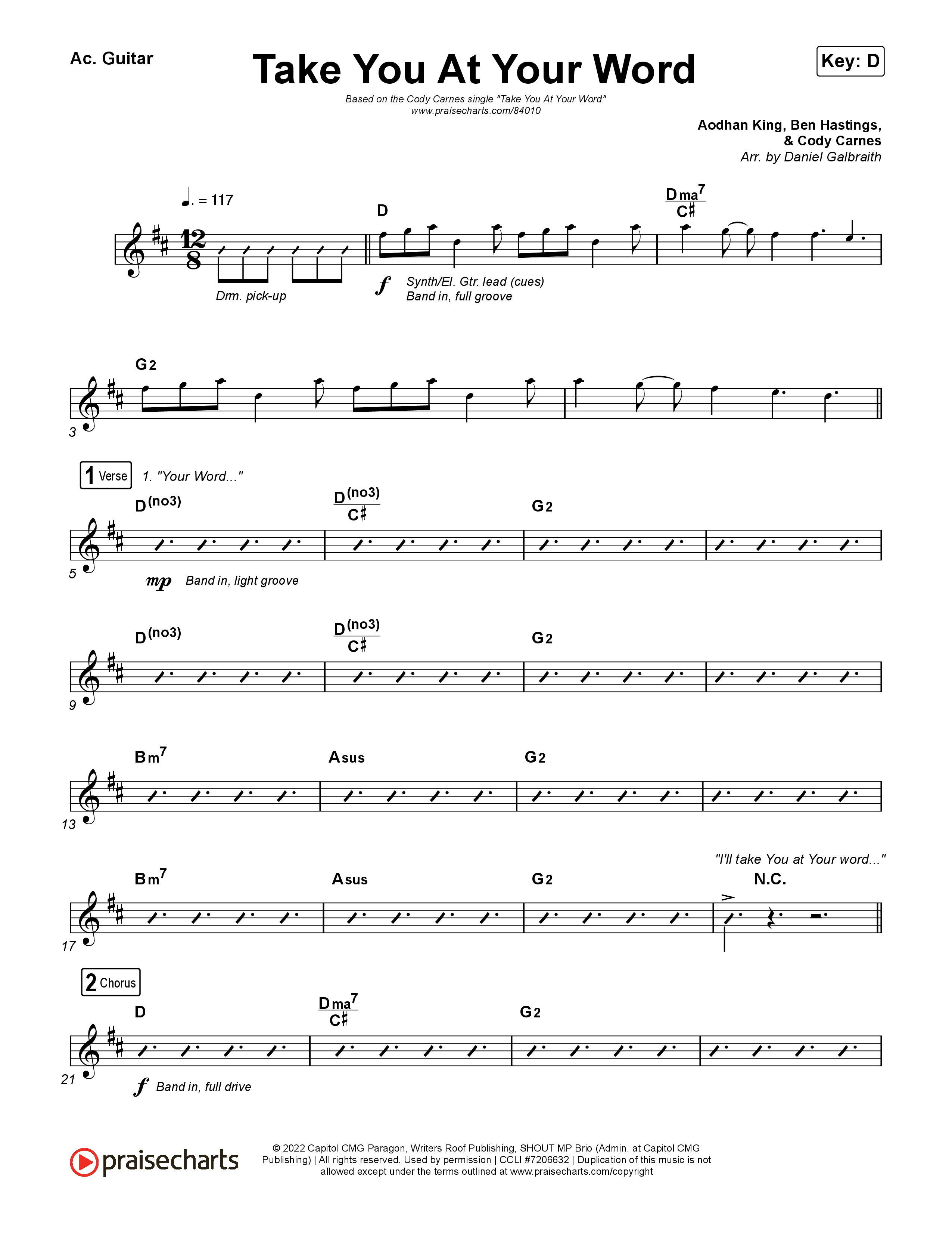 Take You At Your Word (Radio) Acoustic Guitar (Cody Carnes)