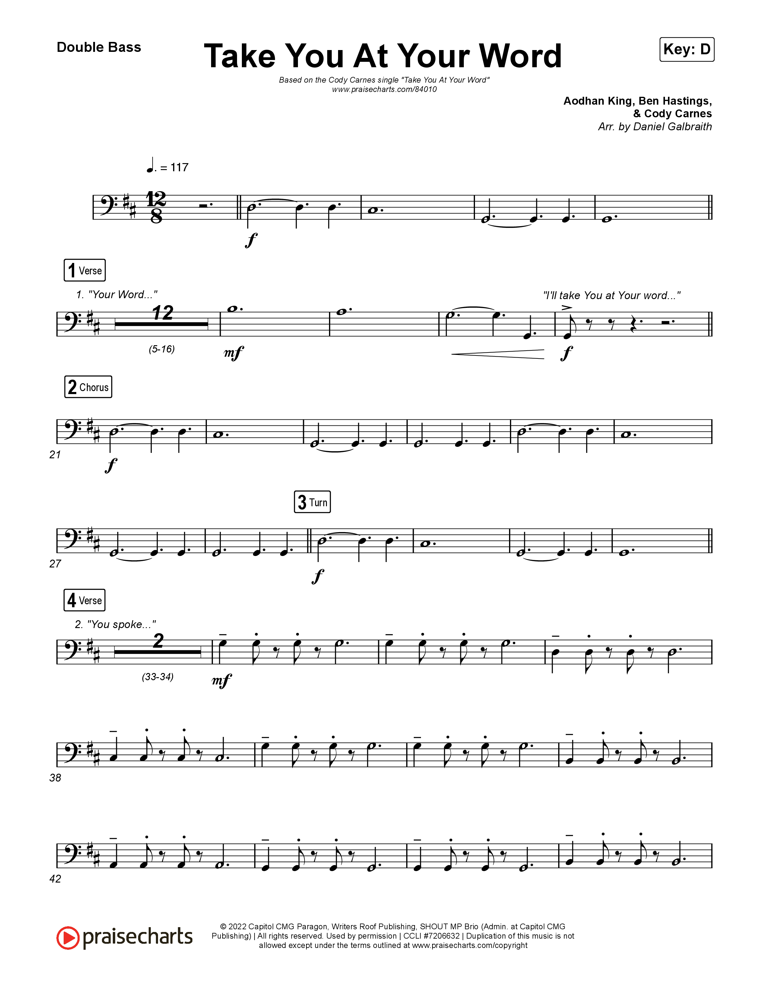 Take You At Your Word (Radio) String Bass (Cody Carnes)