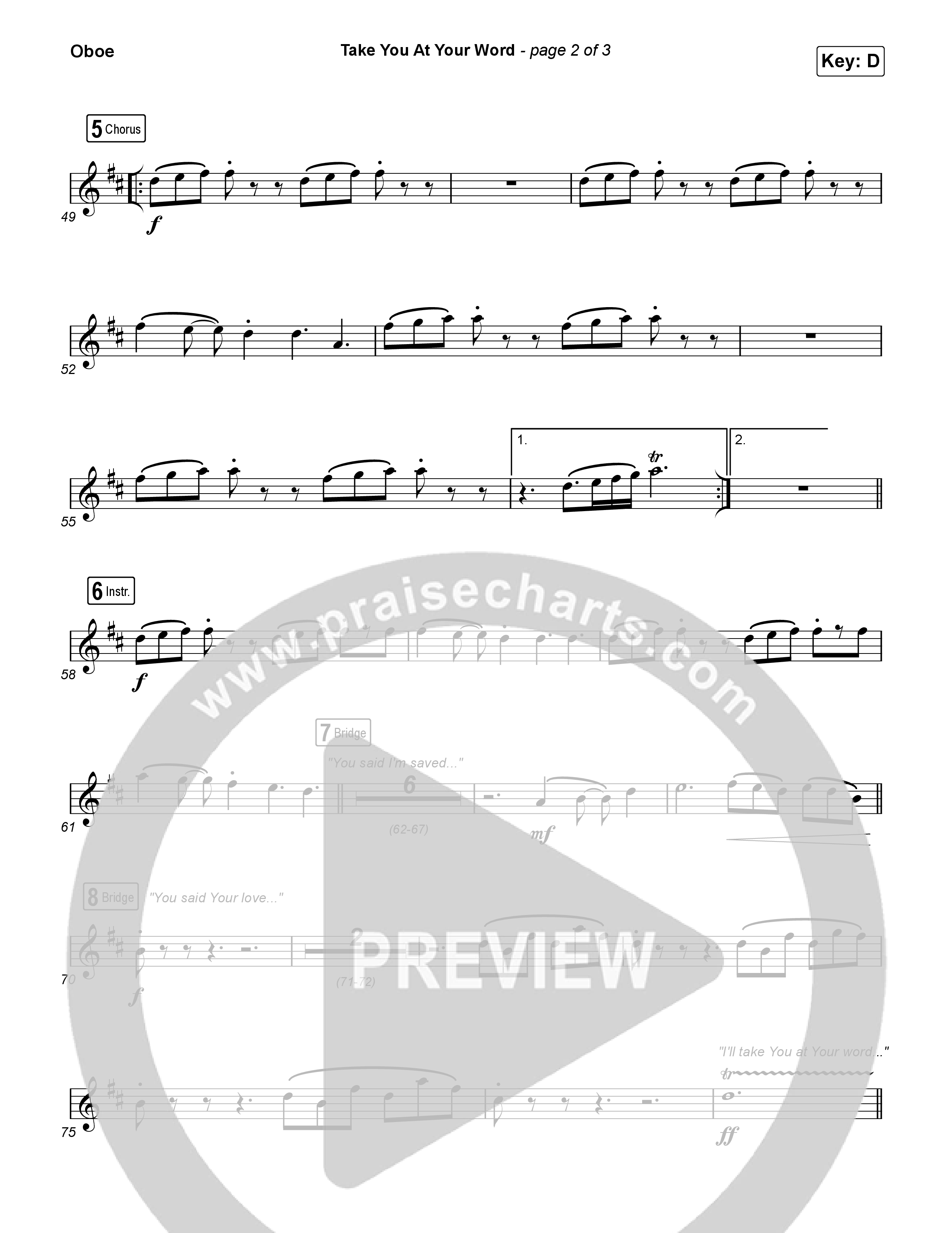 Take You At Your Word (Radio) Oboe (Cody Carnes)