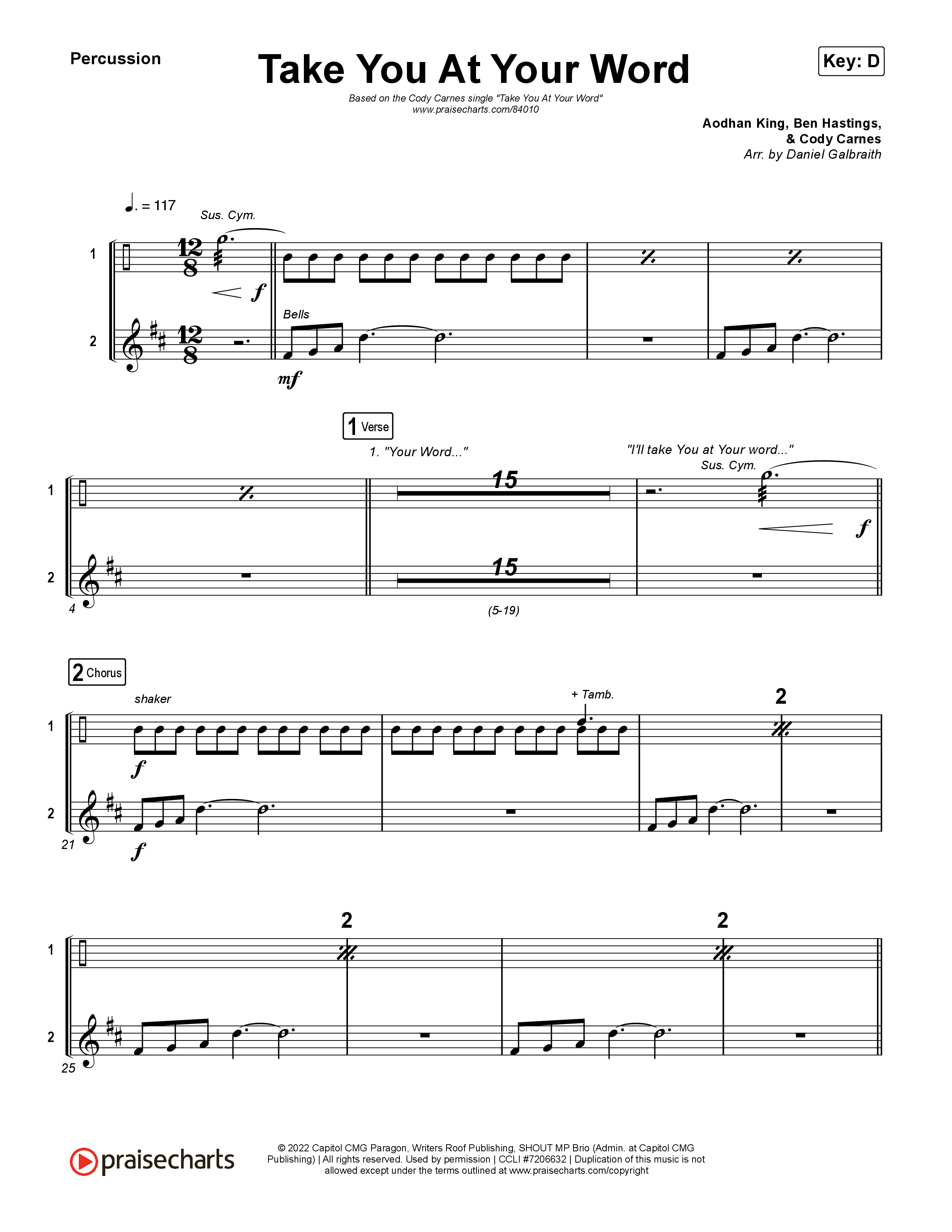 Take You At Your Word (Radio) Percussion (Cody Carnes)