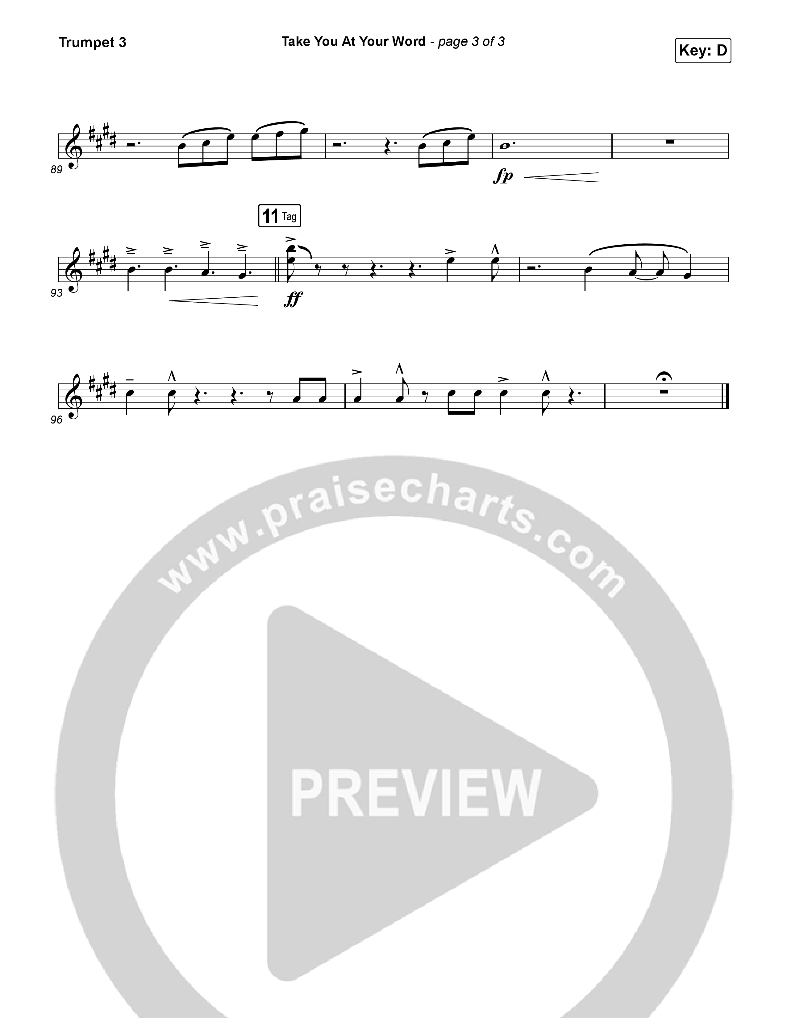 Take You At Your Word (Radio) Trumpet 3 (Cody Carnes)