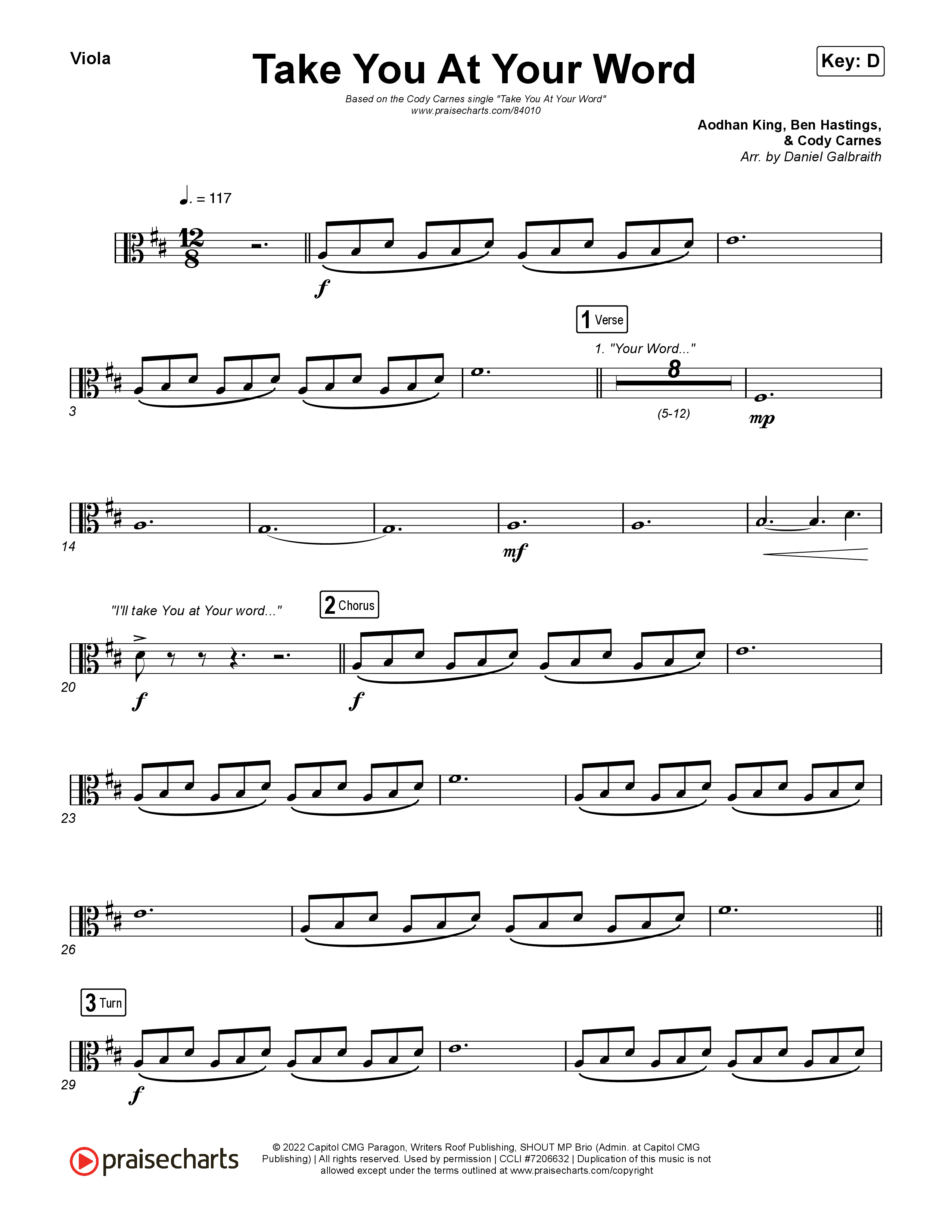 Take You At Your Word (Radio) Viola (Cody Carnes)