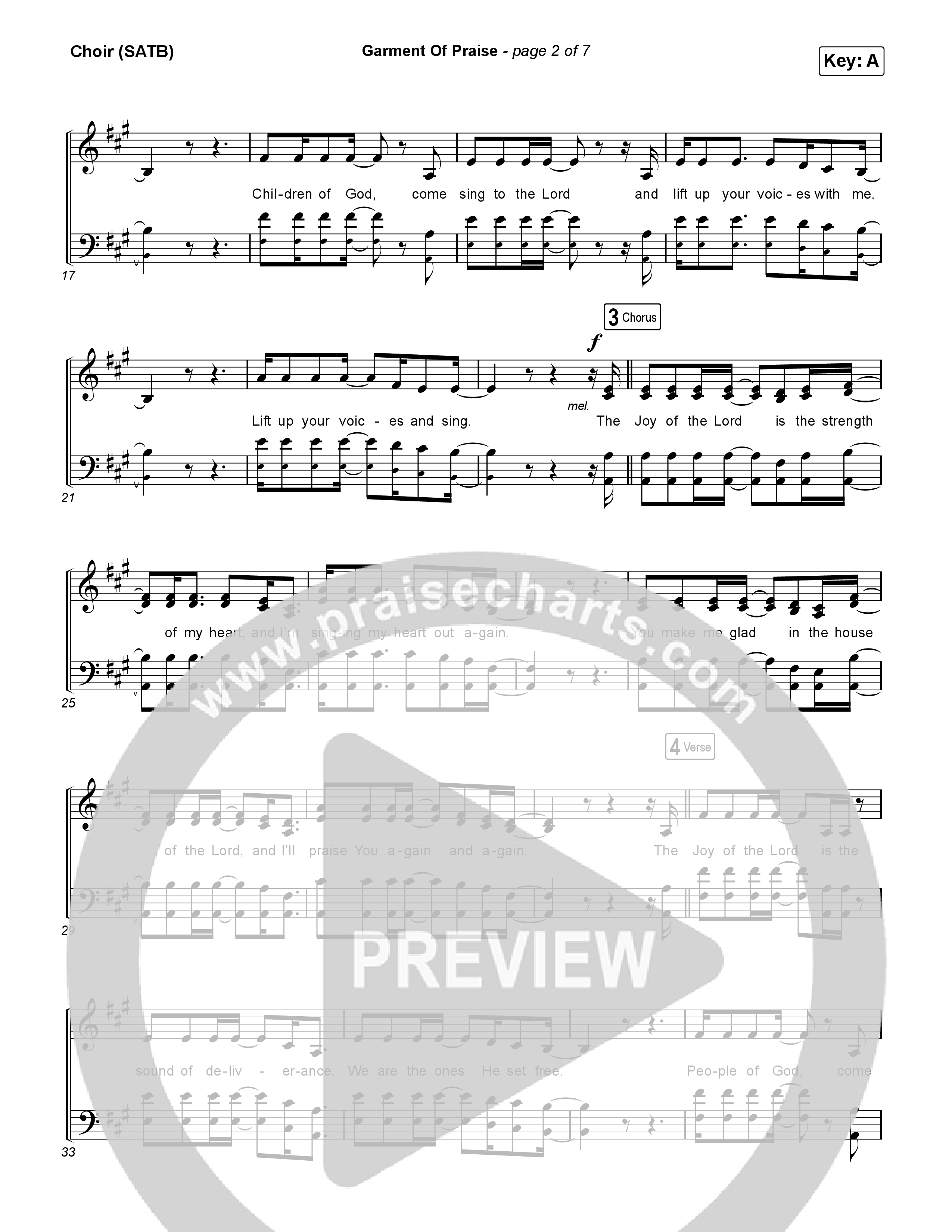 Garment Of Praise Choir Sheet (SATB) (Martin Smith)