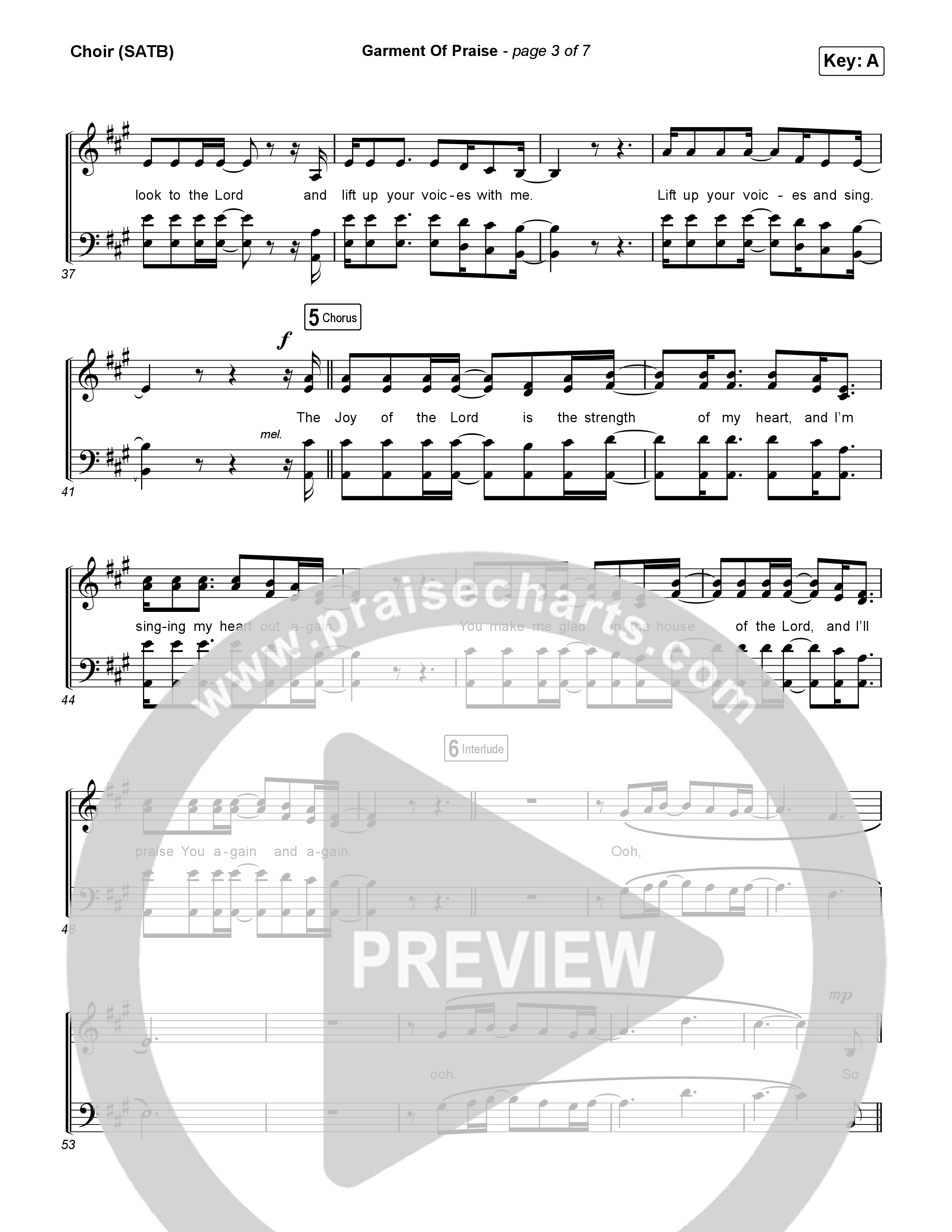 Garment Of Praise Choir Sheet (SATB) (Martin Smith)