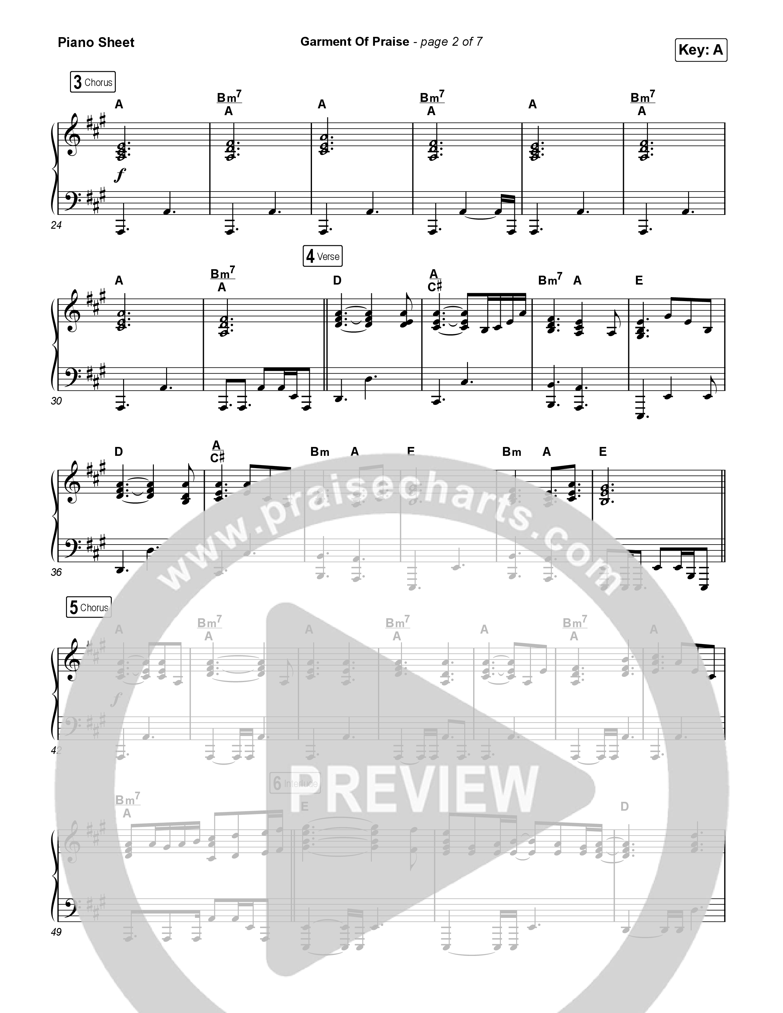 Garment Of Praise Piano Sheet (Martin Smith)