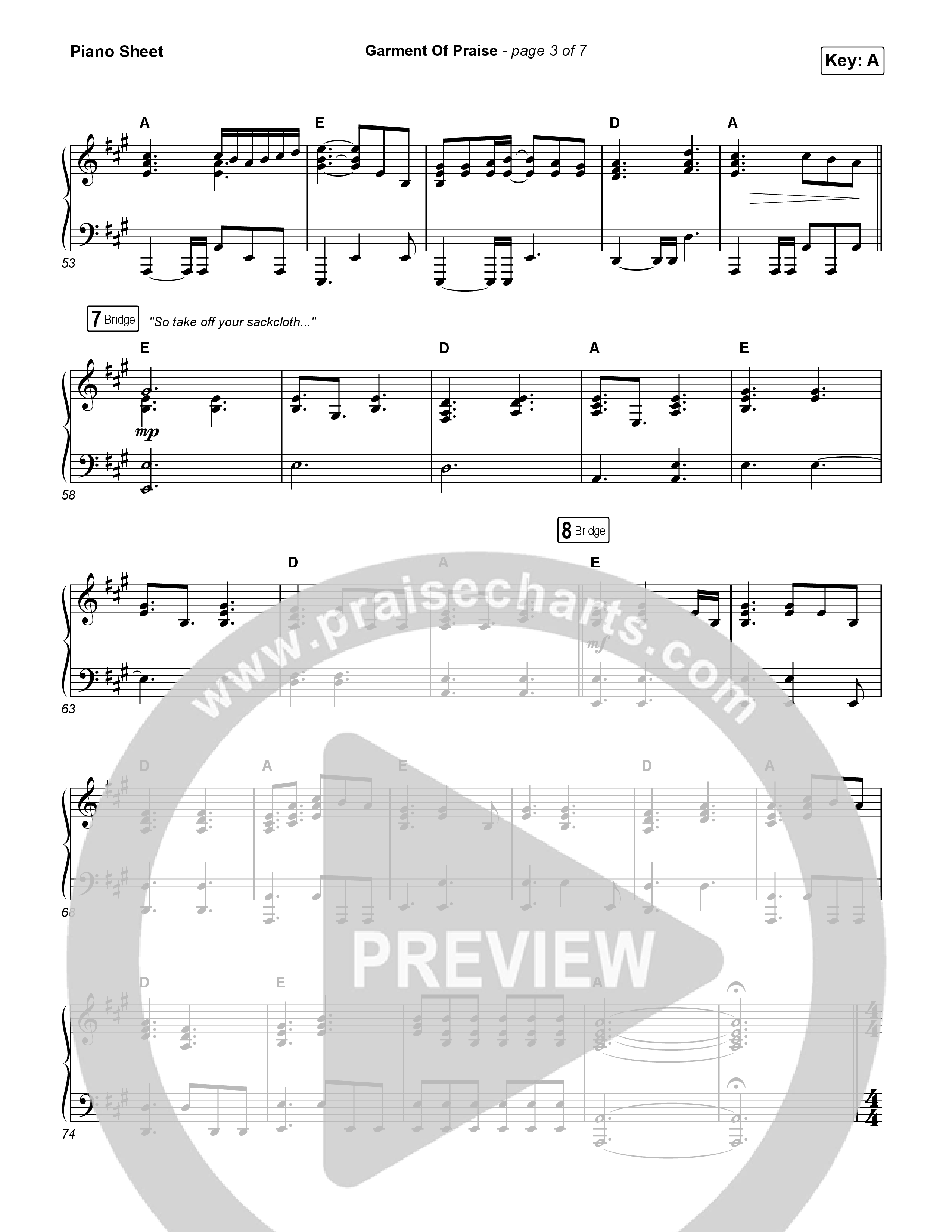 Garment Of Praise Piano Sheet (Martin Smith)