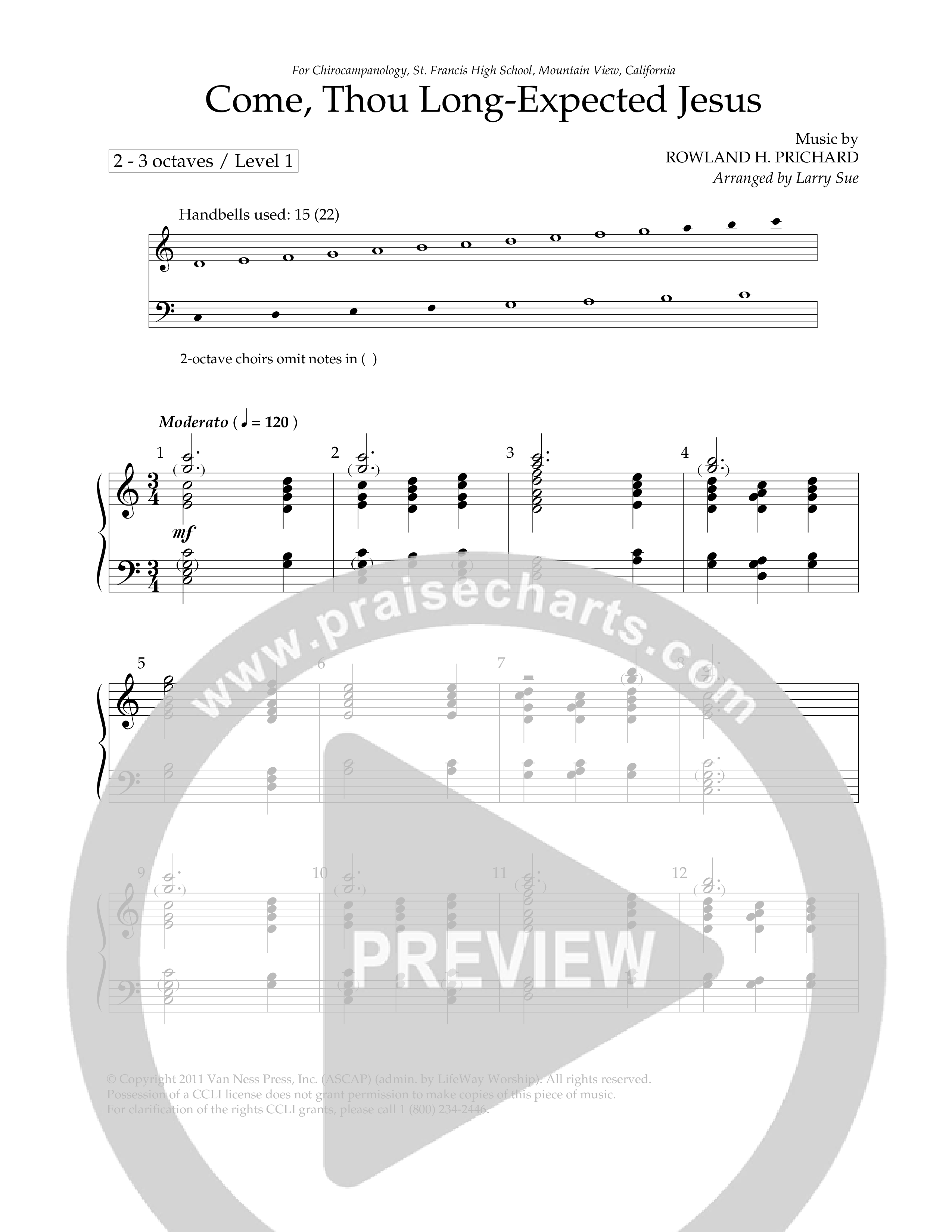 Come Thou  Long Expected Jesus (Handbells) Handbells (Lifeway Worship / Arr. Larry Sue)