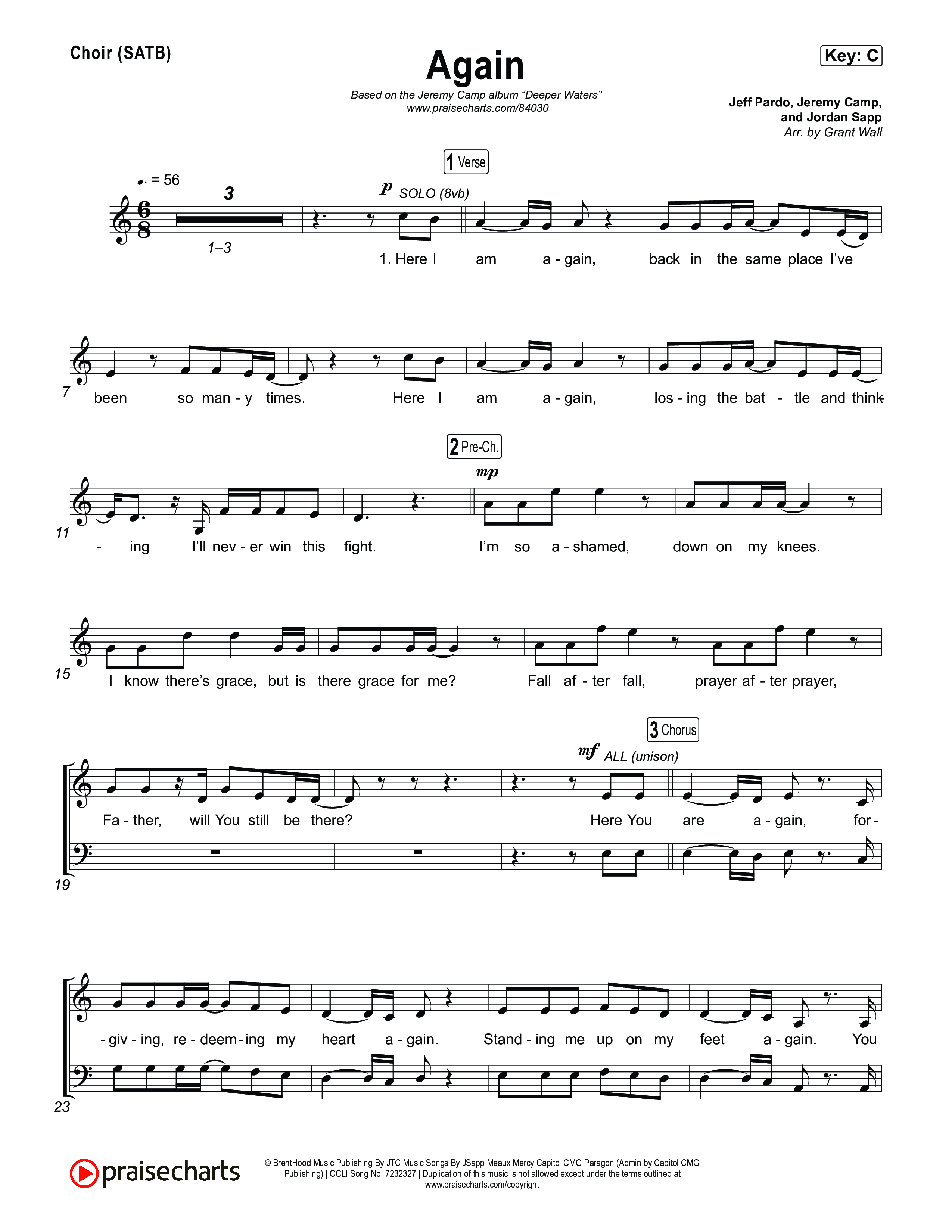 Again Choir Sheet (SATB) (Jeremy Camp)