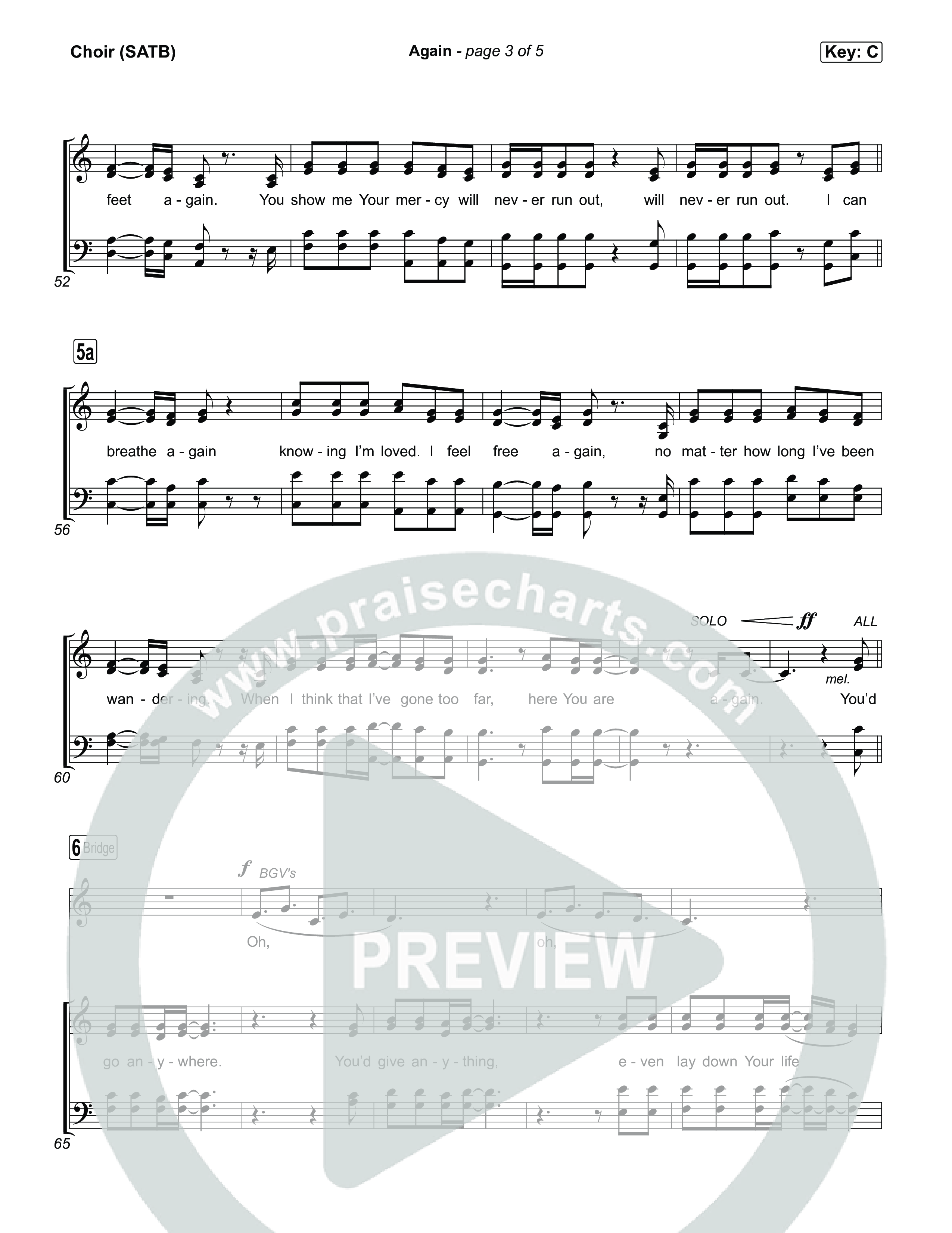 Again Choir Sheet (SATB) (Jeremy Camp)