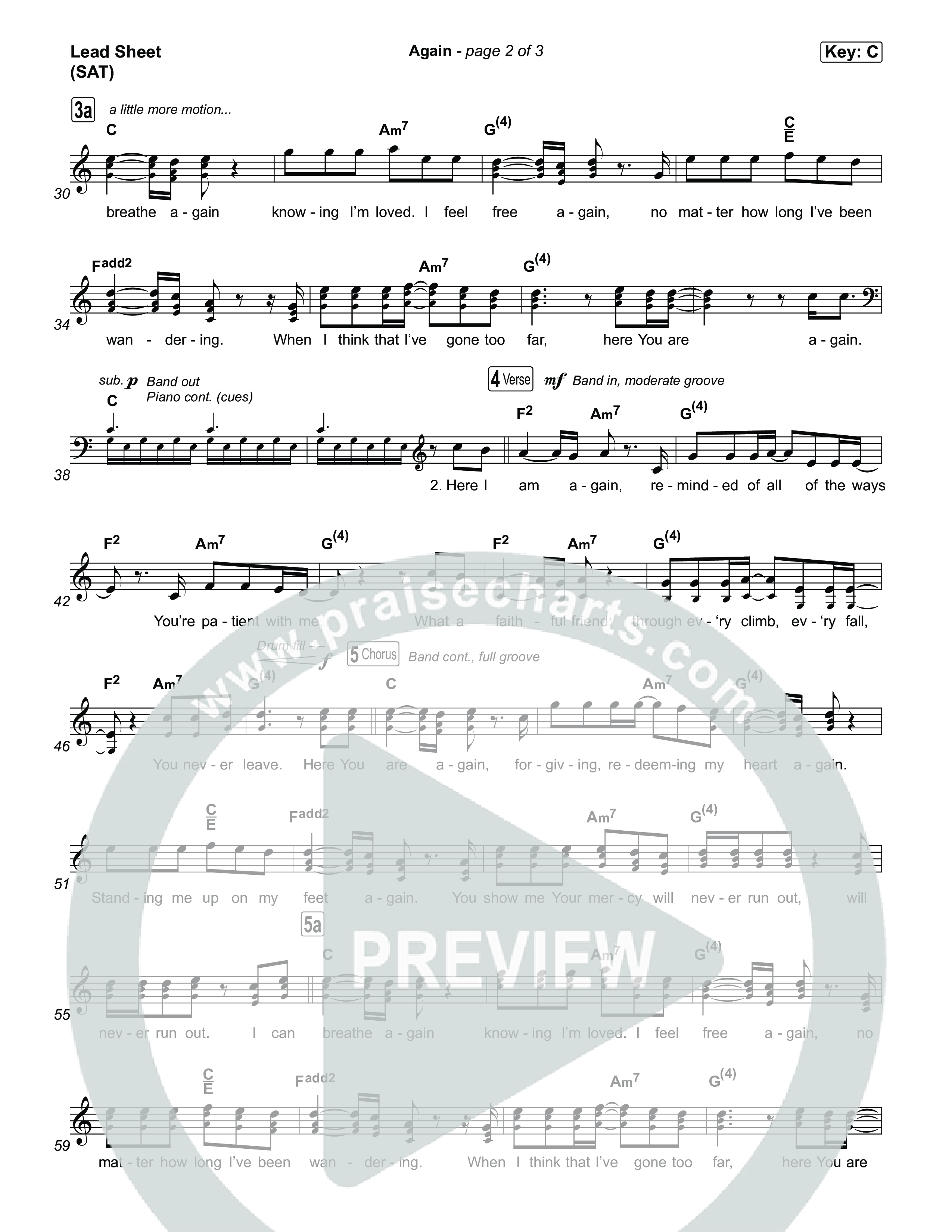 Again Lead Sheet (SAT) (Jeremy Camp)