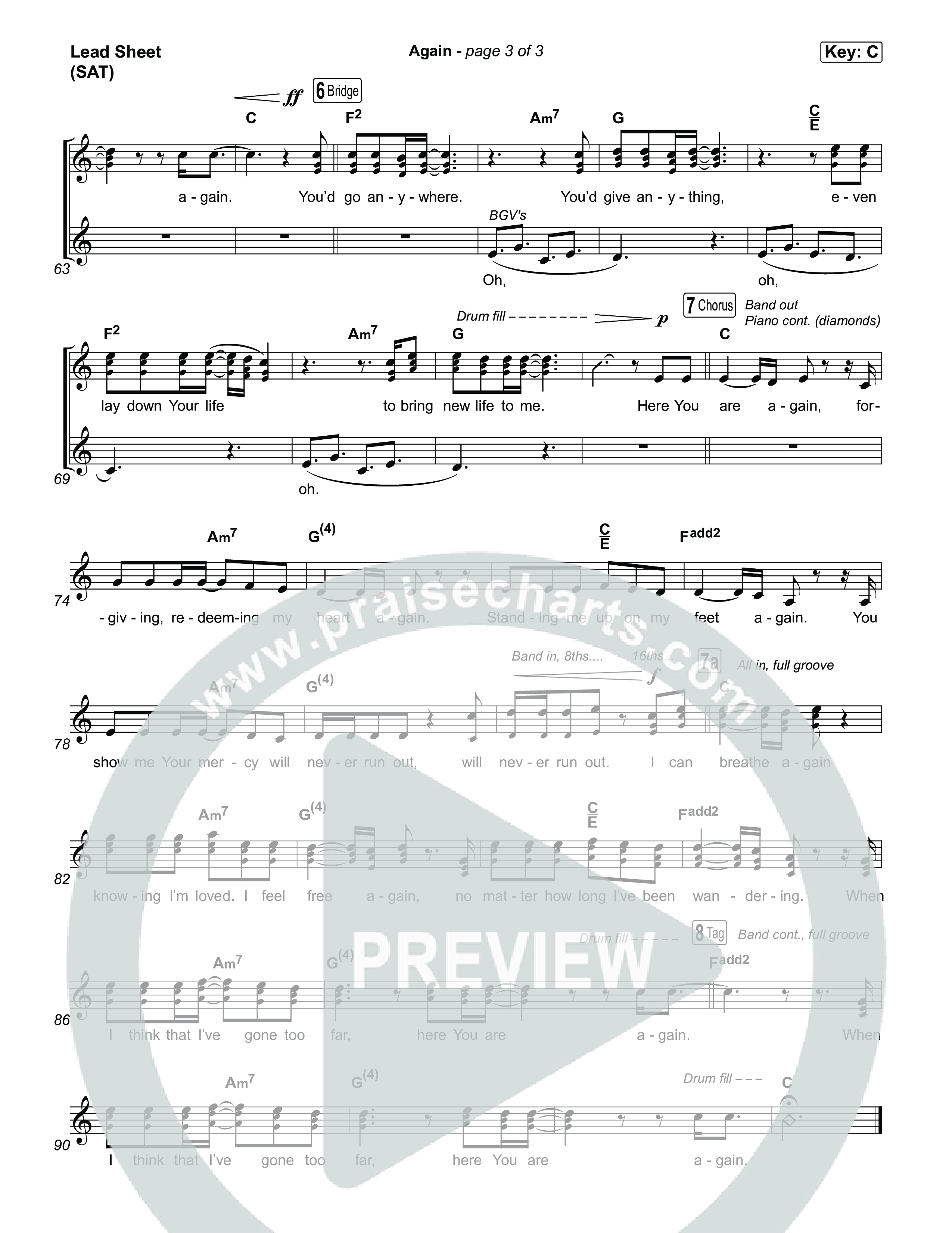 Again Lead Sheet (SAT) (Jeremy Camp)